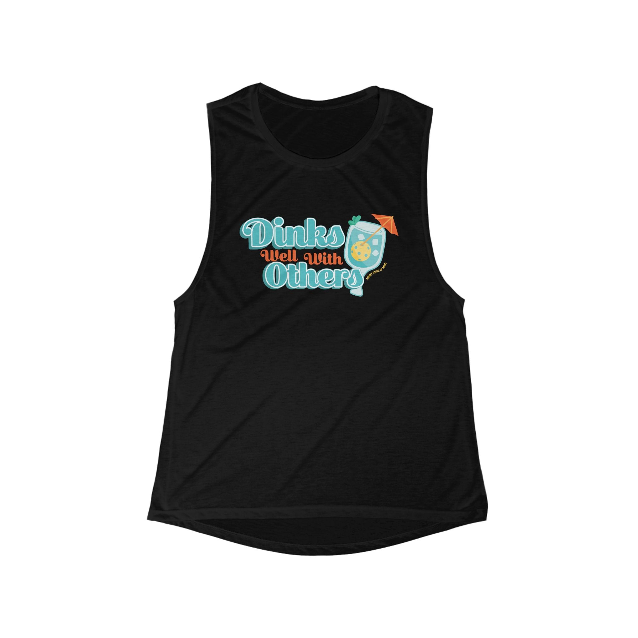 “Dinks Well With Others” Women’s Flow Tank Top – Pickleball Lifestyle Shirt