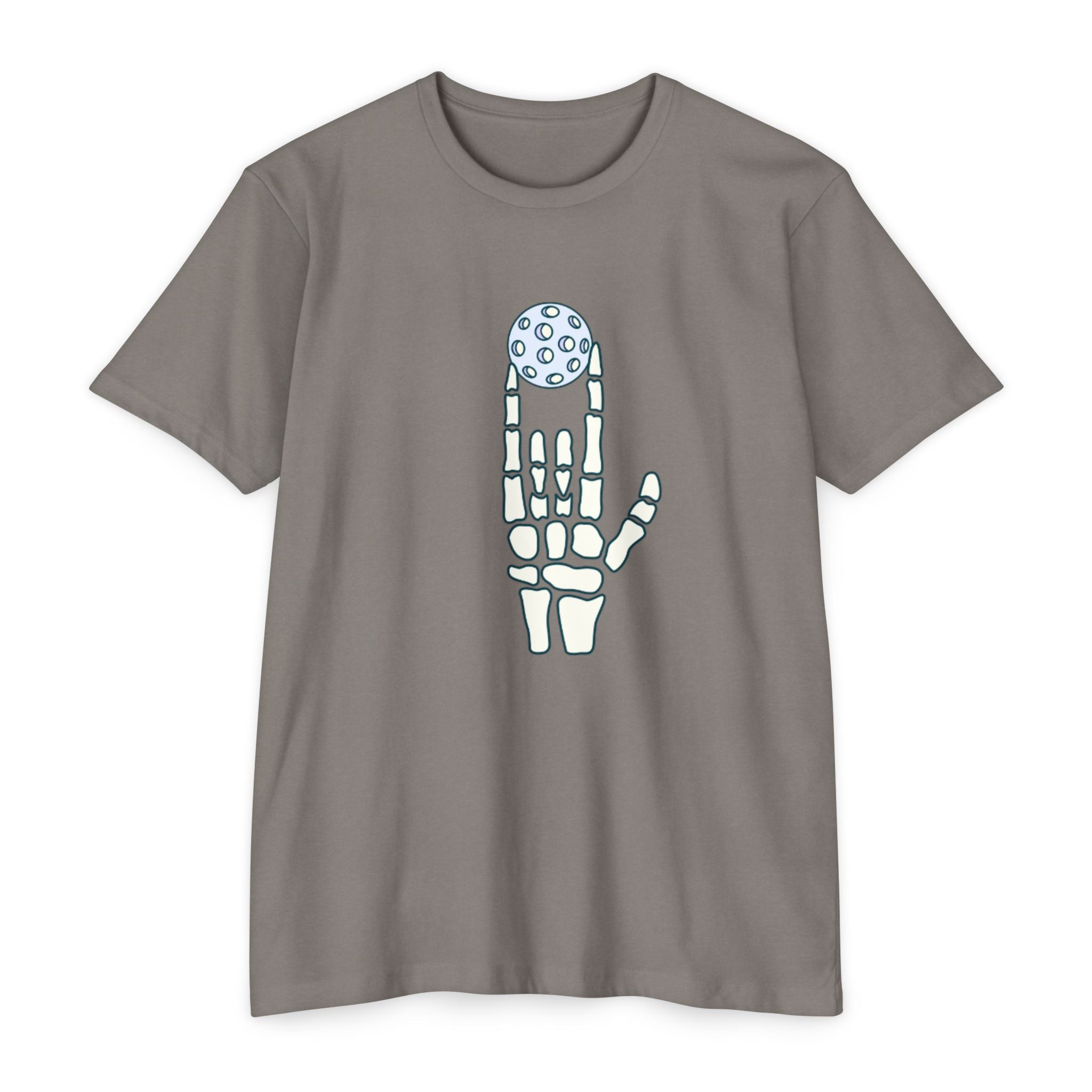 Bone to Dink Pickleball T-Shirt – Blue Skeleton Hand Halloween Tee