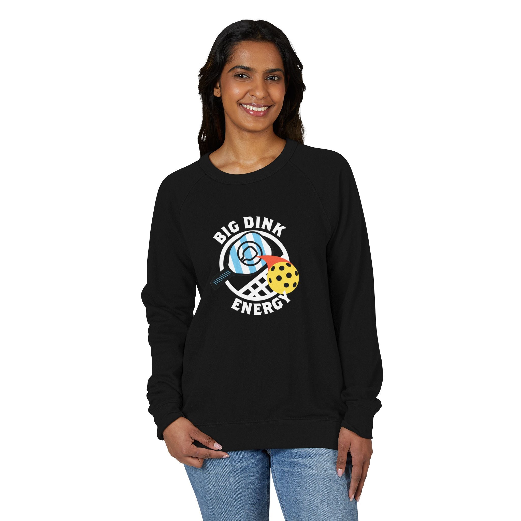 Big Dink Energy™ Pickleball Crewneck – Carolina Blue Paddle Graphic | Unisex French Terry Sweatshirt