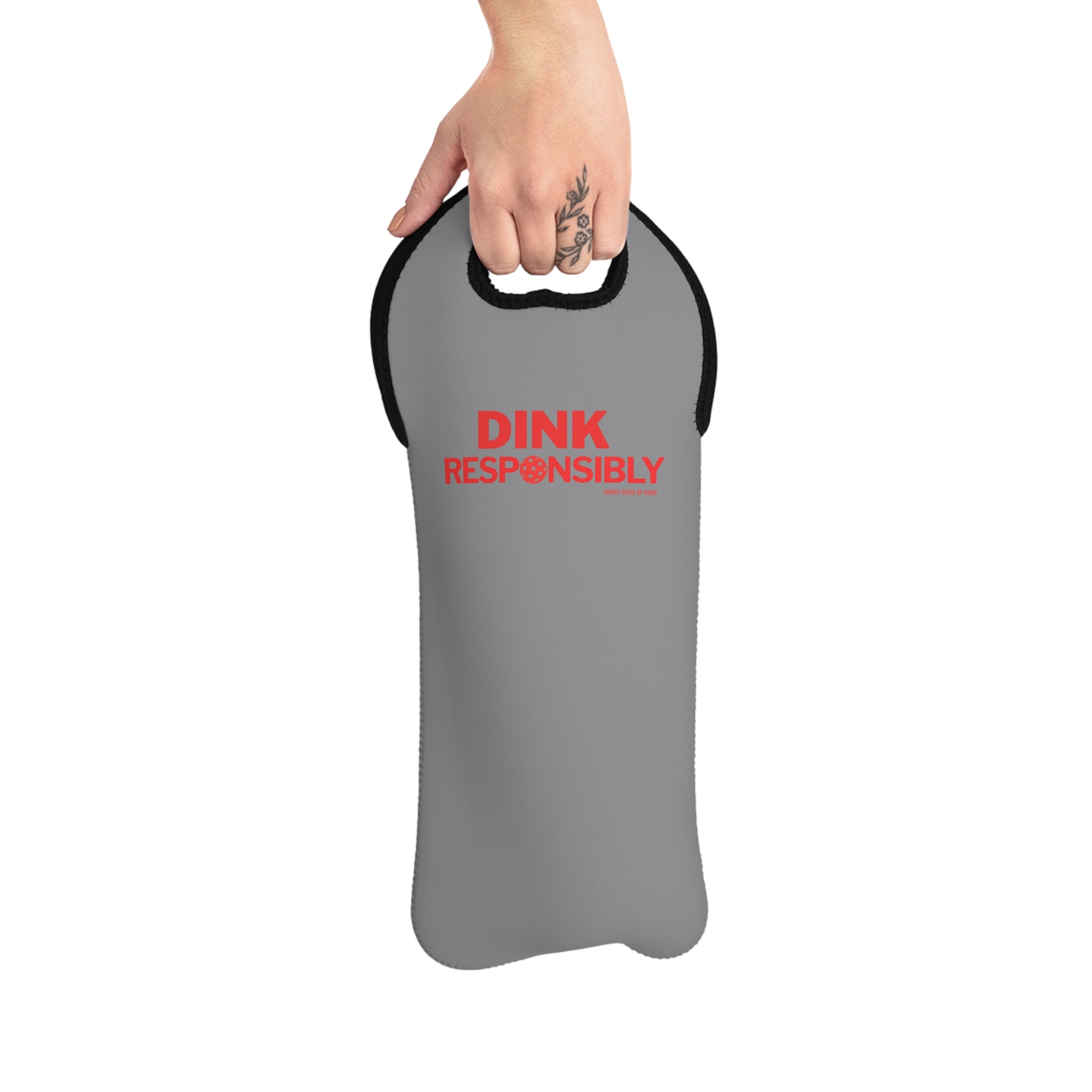 Wine Tote Bag - DINK RESPONSIBLY | Fun Neoprene Bag for Picnics, Parties & Court-Side Cheers