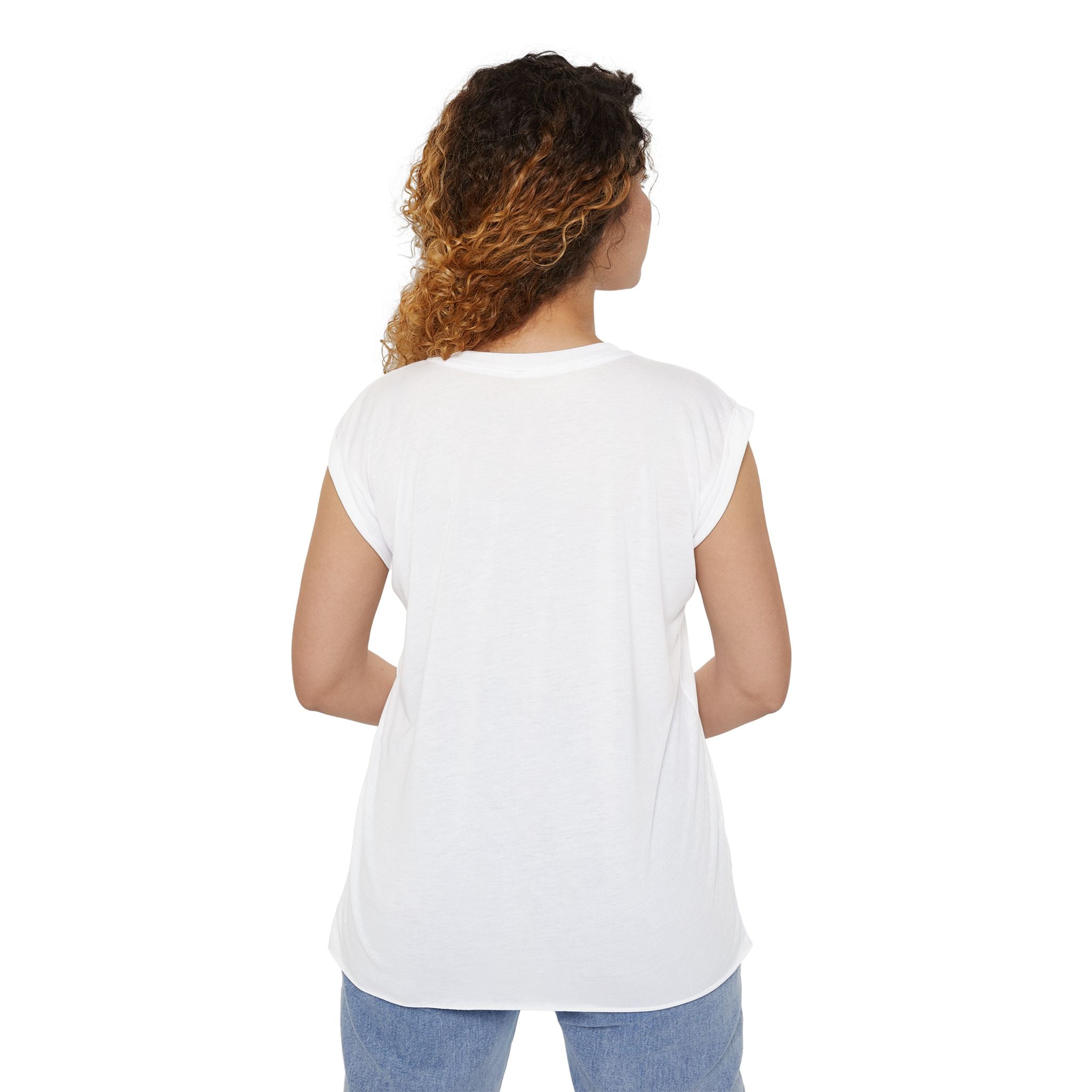 Women's Flowy Rolled Cuffs Muscle Tee - "Dinks Well with Others"