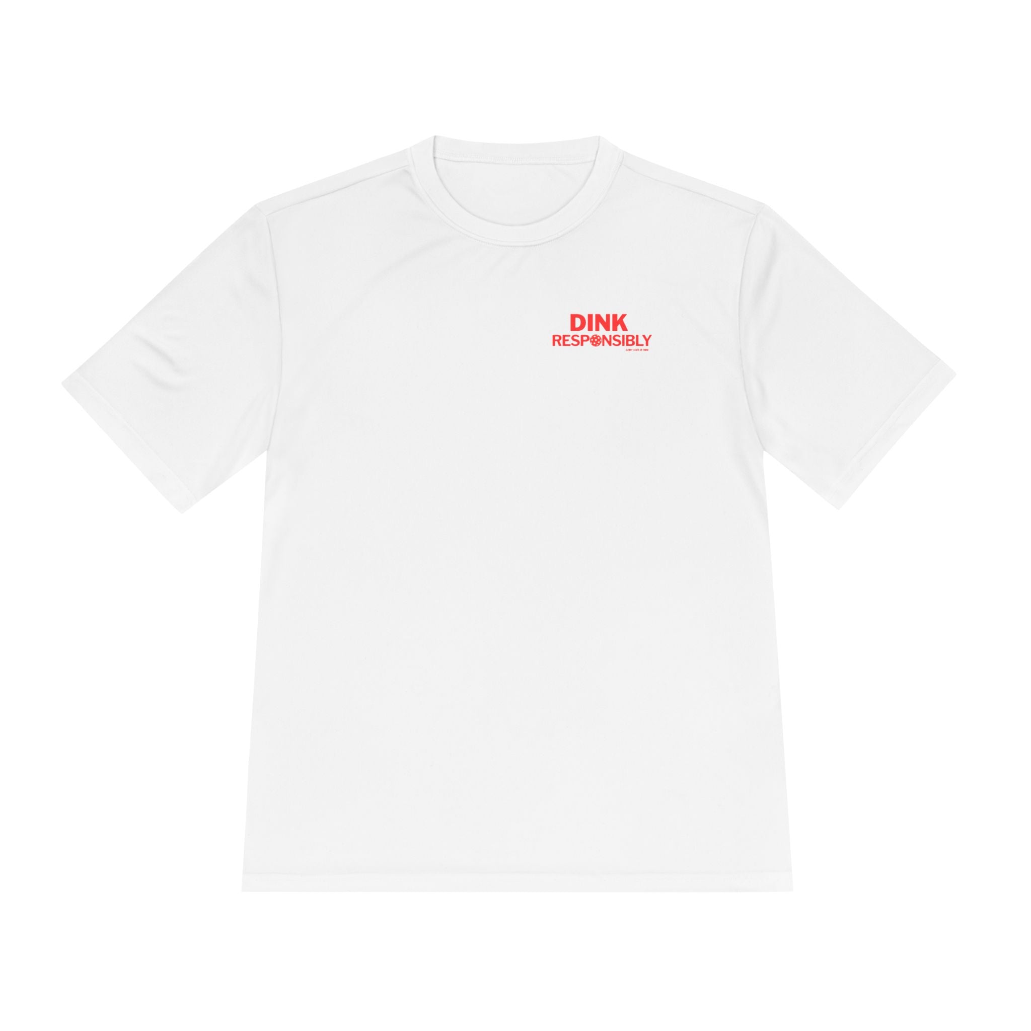 “Warning: May cause uncontrollable dinking.”? Unisex Moisture-Wicking Tee – “Dink Responsibly” in Bold Red