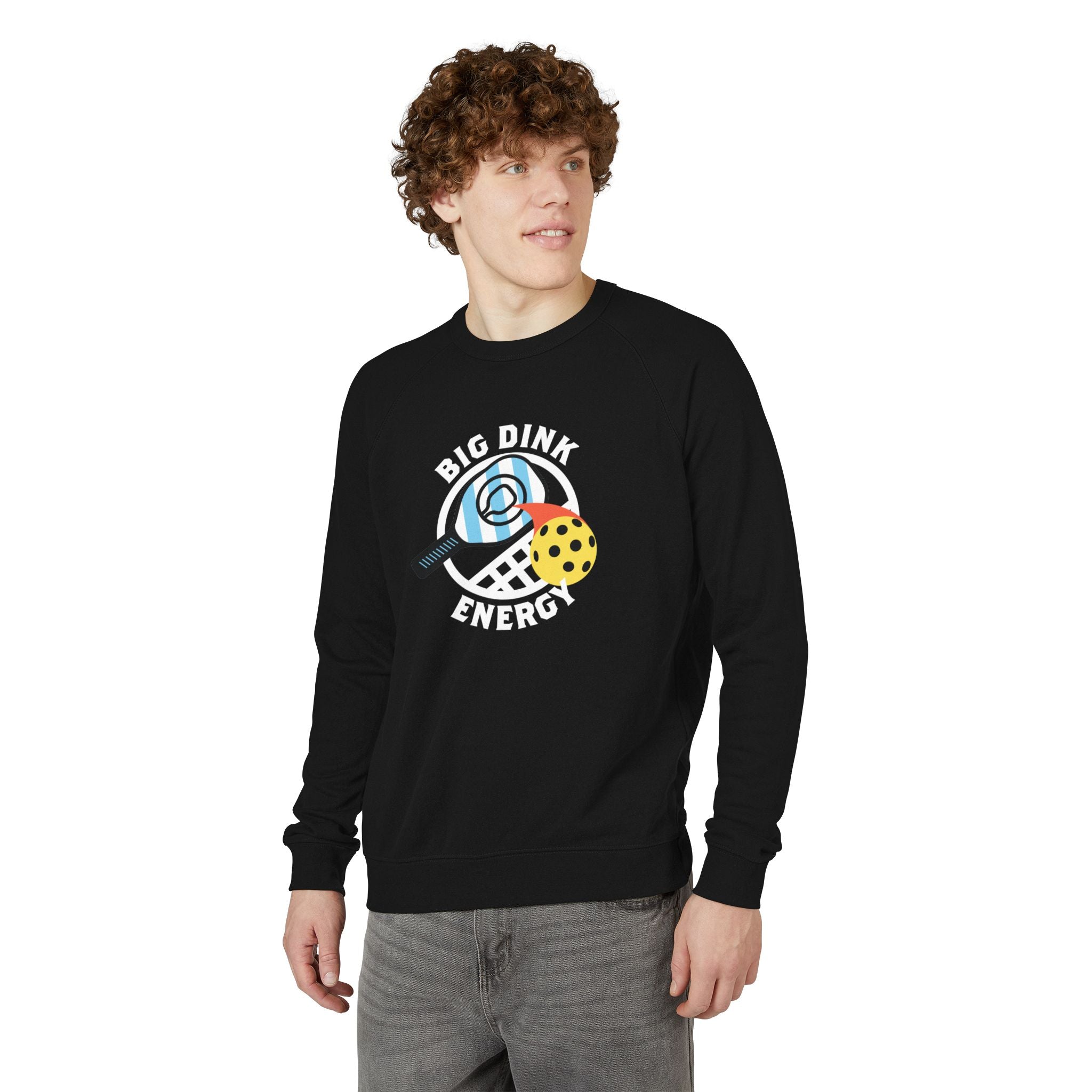 Big Dink Energy™ Pickleball Crewneck – Carolina Blue Paddle Graphic | Unisex French Terry Sweatshirt