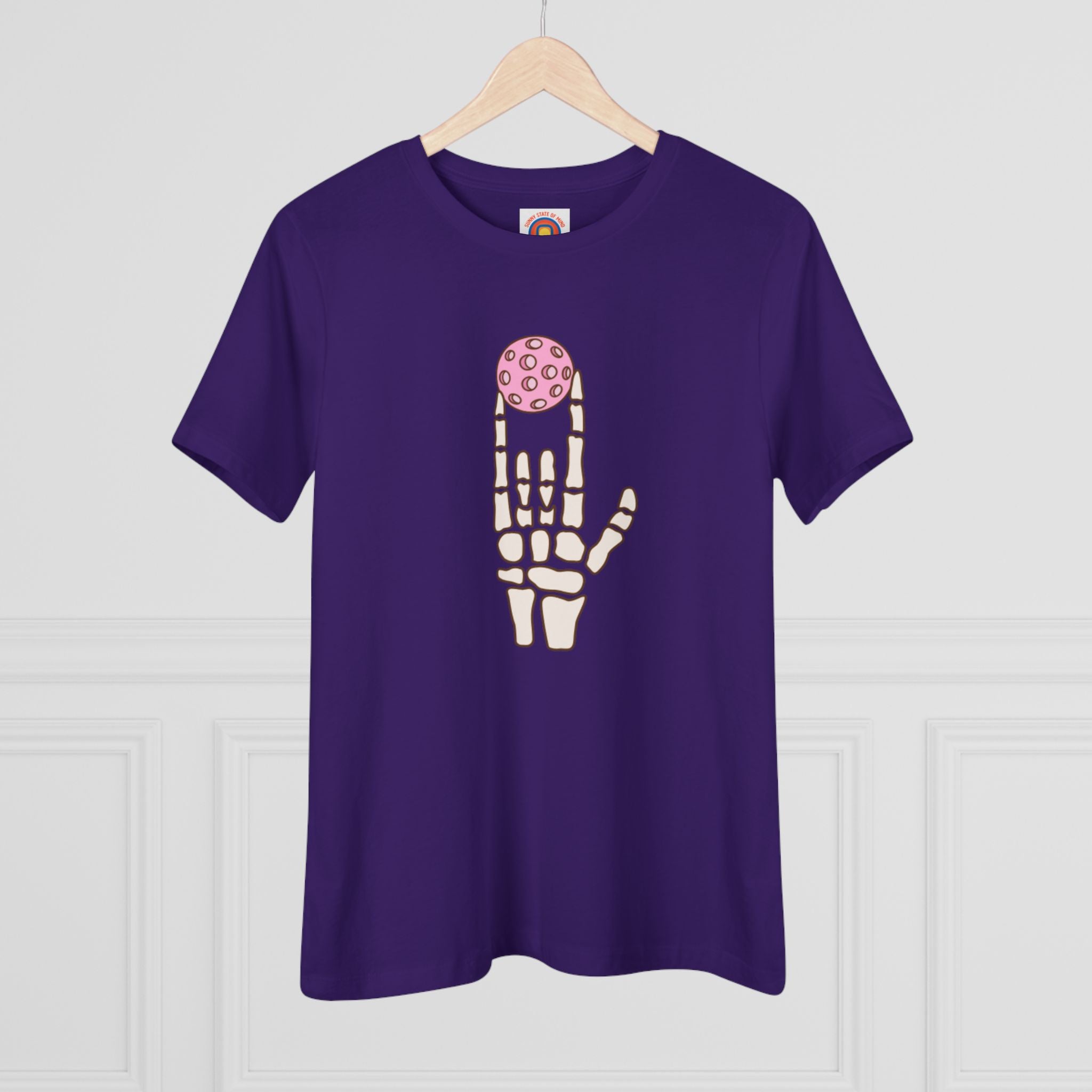 Pickleball Love Skull Hand Women’s Tee – Halloween Graphic Shirt
