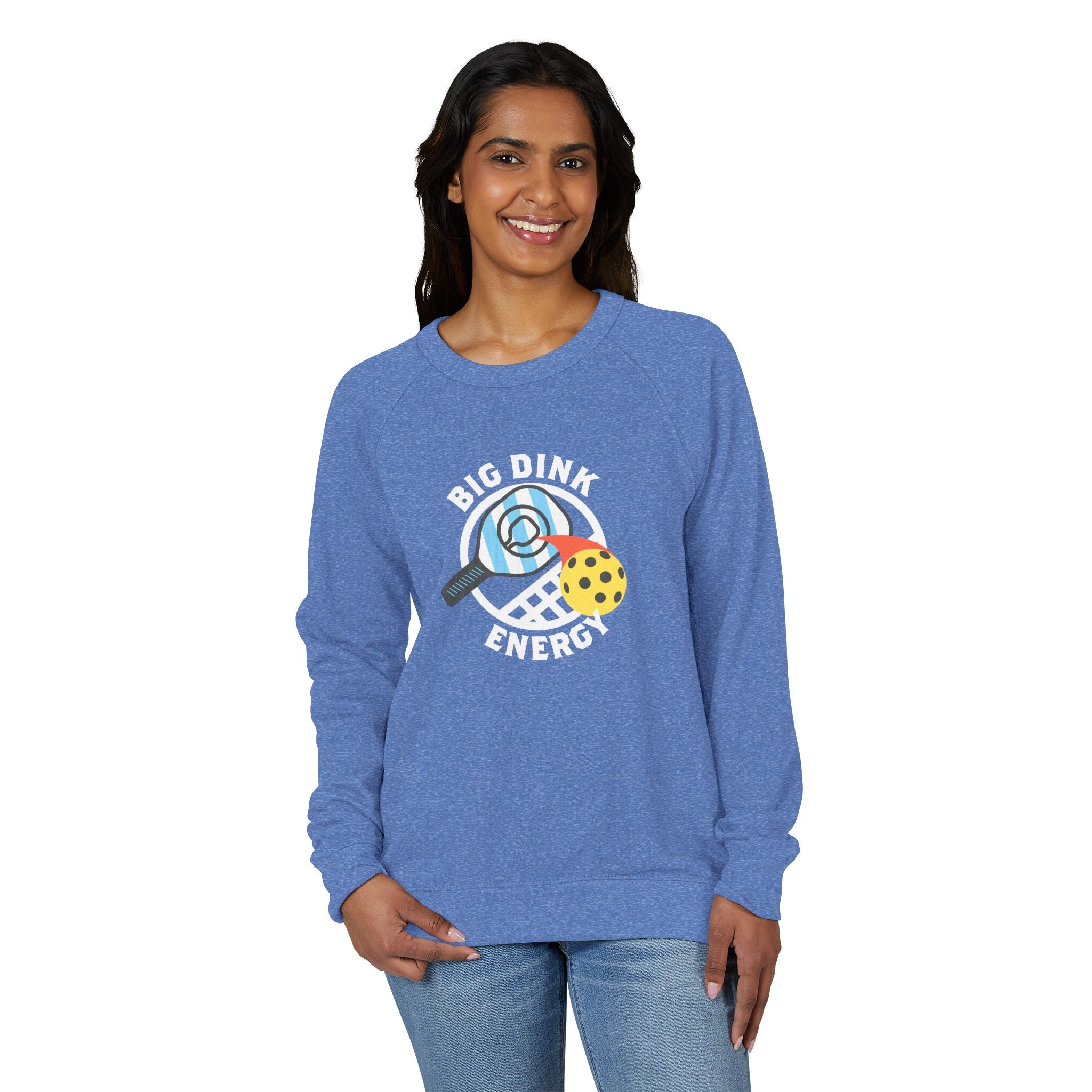 Big Dink Energy™ Pickleball Crewneck – Carolina Blue Paddle Graphic | Unisex French Terry Sweatshirt
