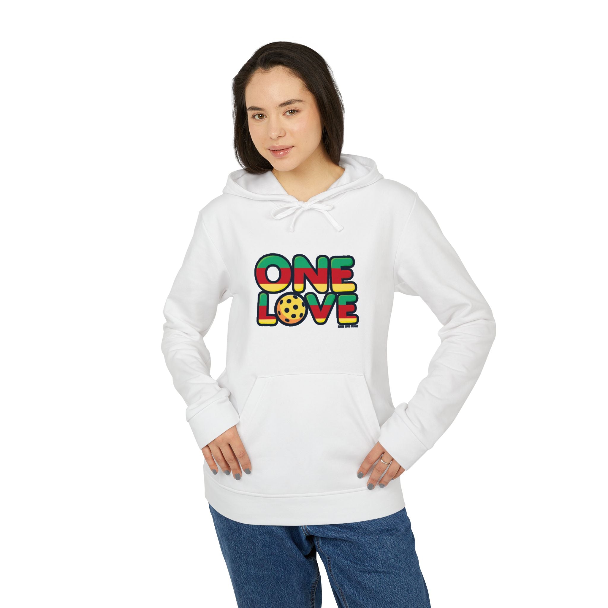One Love adidas Unisex Fleece Hoodie - Celebrate Unity and Comfort