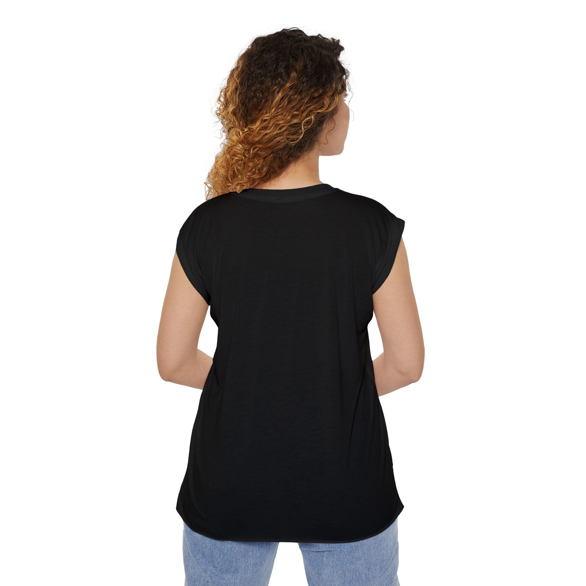 Women's Flowy Rolled Cuffs Muscle Tee - "Dinks Well with Others"
