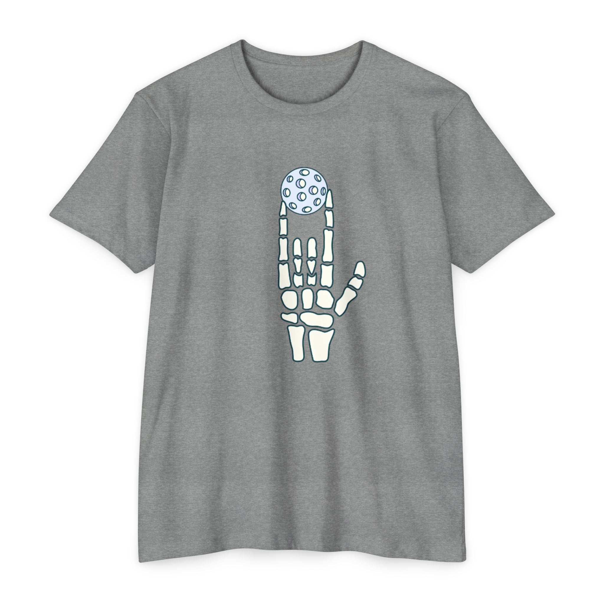 Bone to Dink Pickleball T-Shirt – Blue Skeleton Hand Halloween Tee