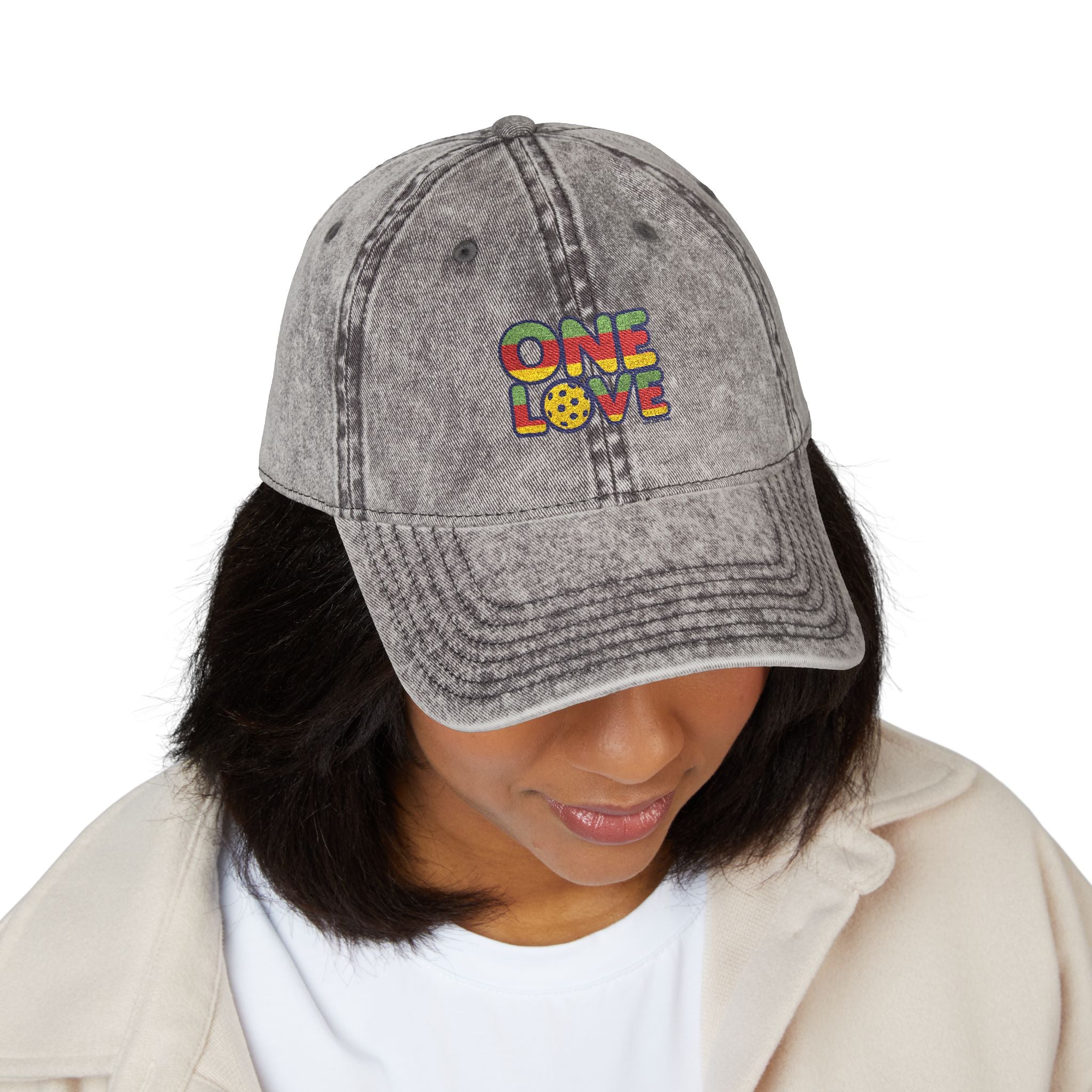 One Love Pickleball Vintage Cap – Embroidered Unisex Hat