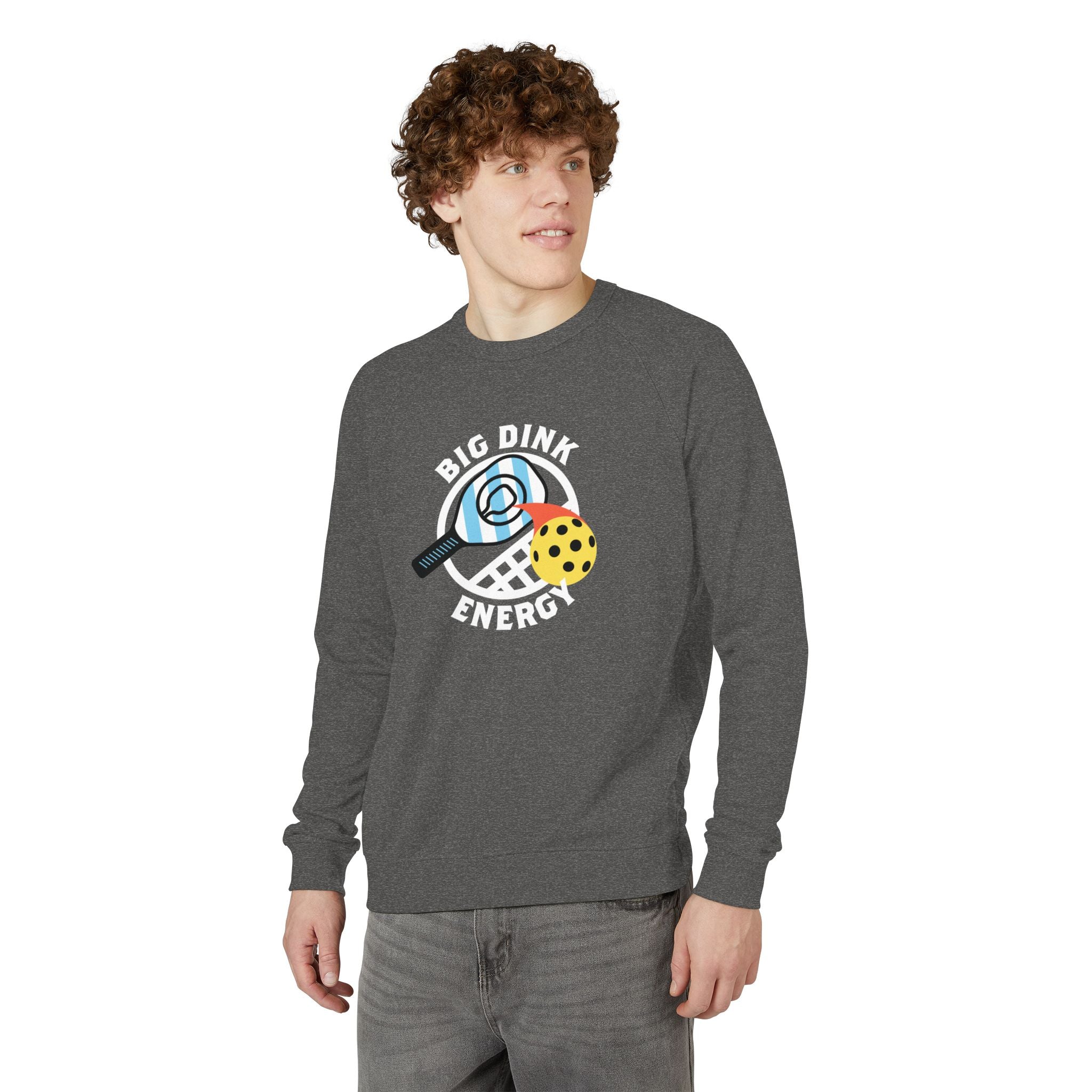 Big Dink Energy™ Pickleball Crewneck – Carolina Blue Paddle Graphic | Unisex French Terry Sweatshirt