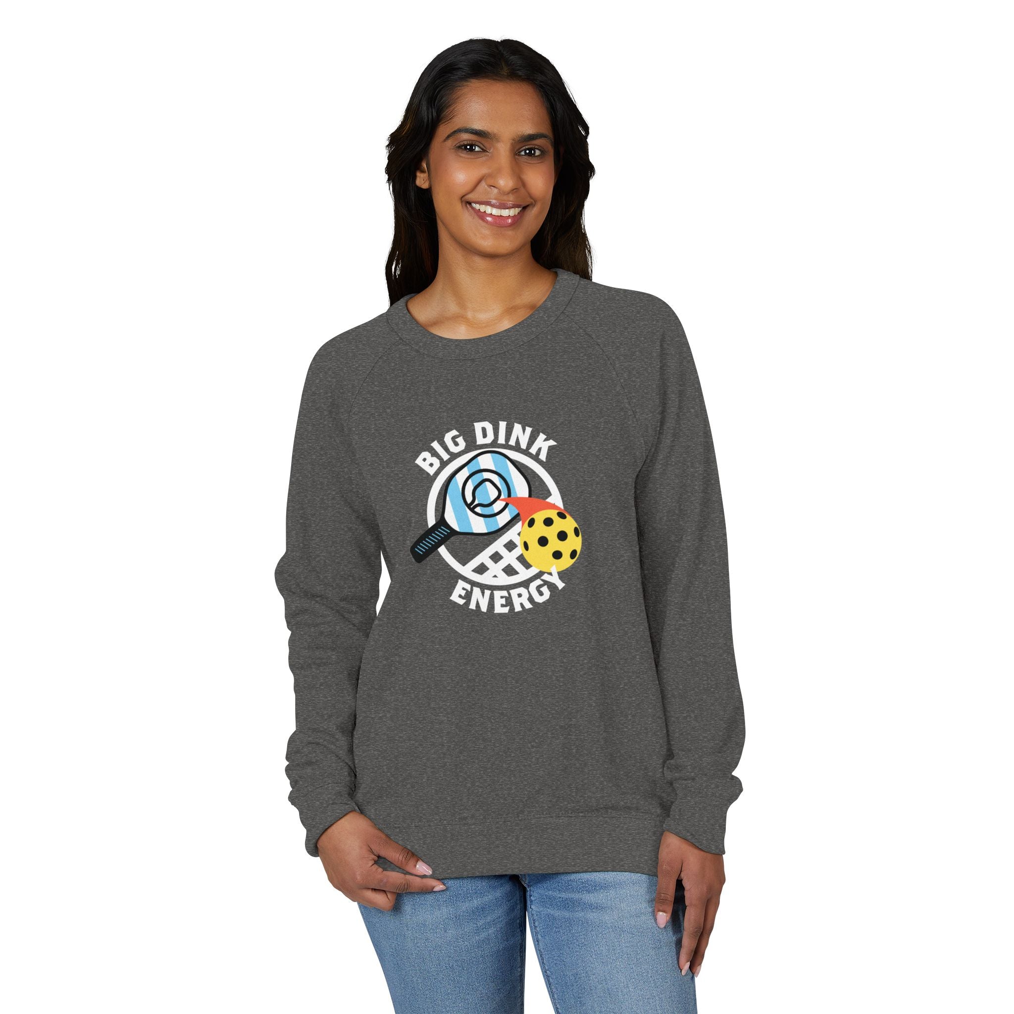 Big Dink Energy™ Pickleball Crewneck – Carolina Blue Paddle Graphic | Unisex French Terry Sweatshirt