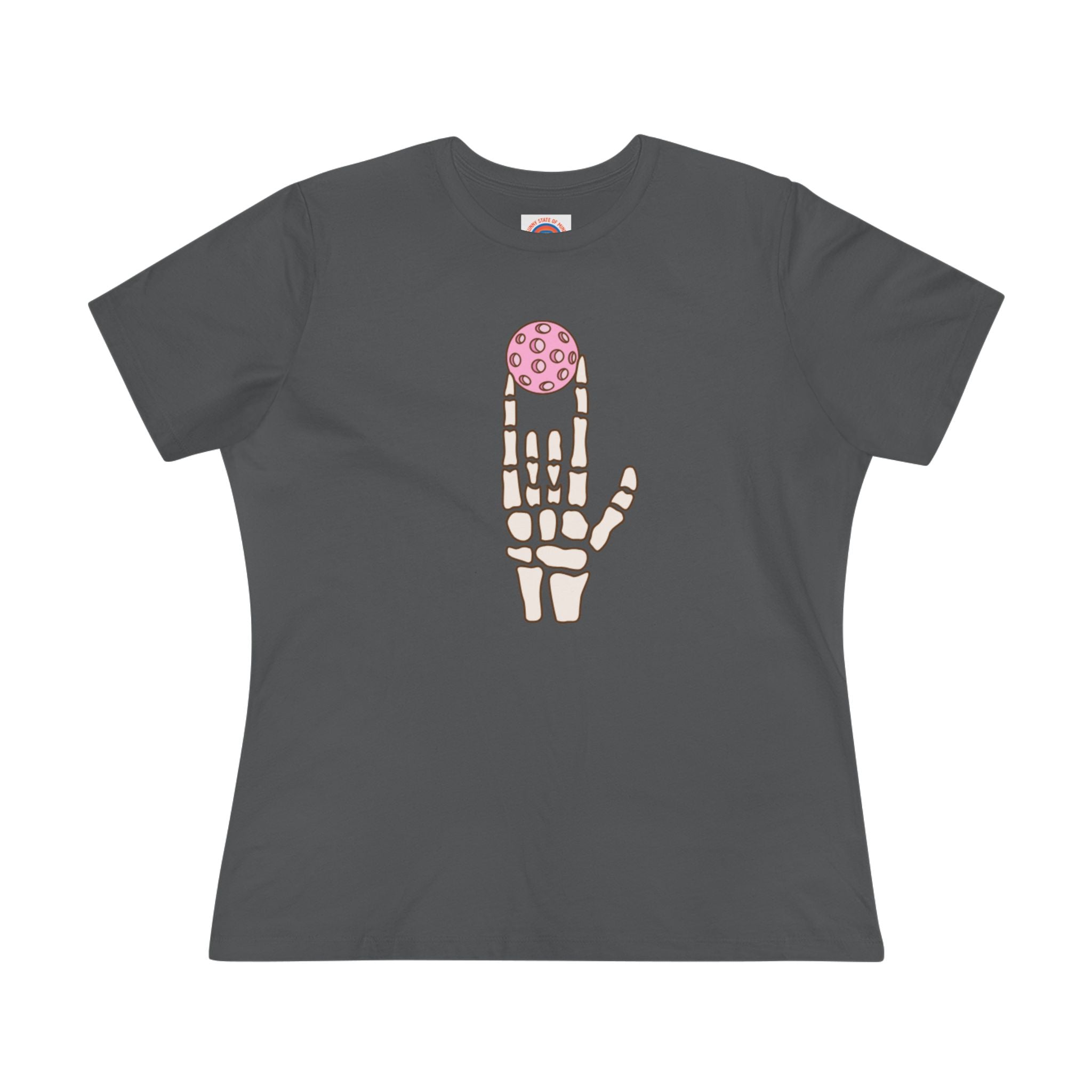 Pickleball Love Skull Hand Women’s Tee – Halloween Graphic Shirt