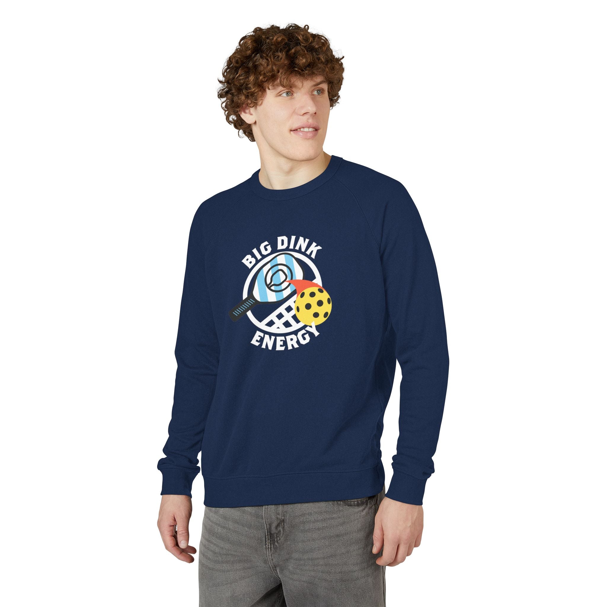 Big Dink Energy™ Pickleball Crewneck – Carolina Blue Paddle Graphic | Unisex French Terry Sweatshirt