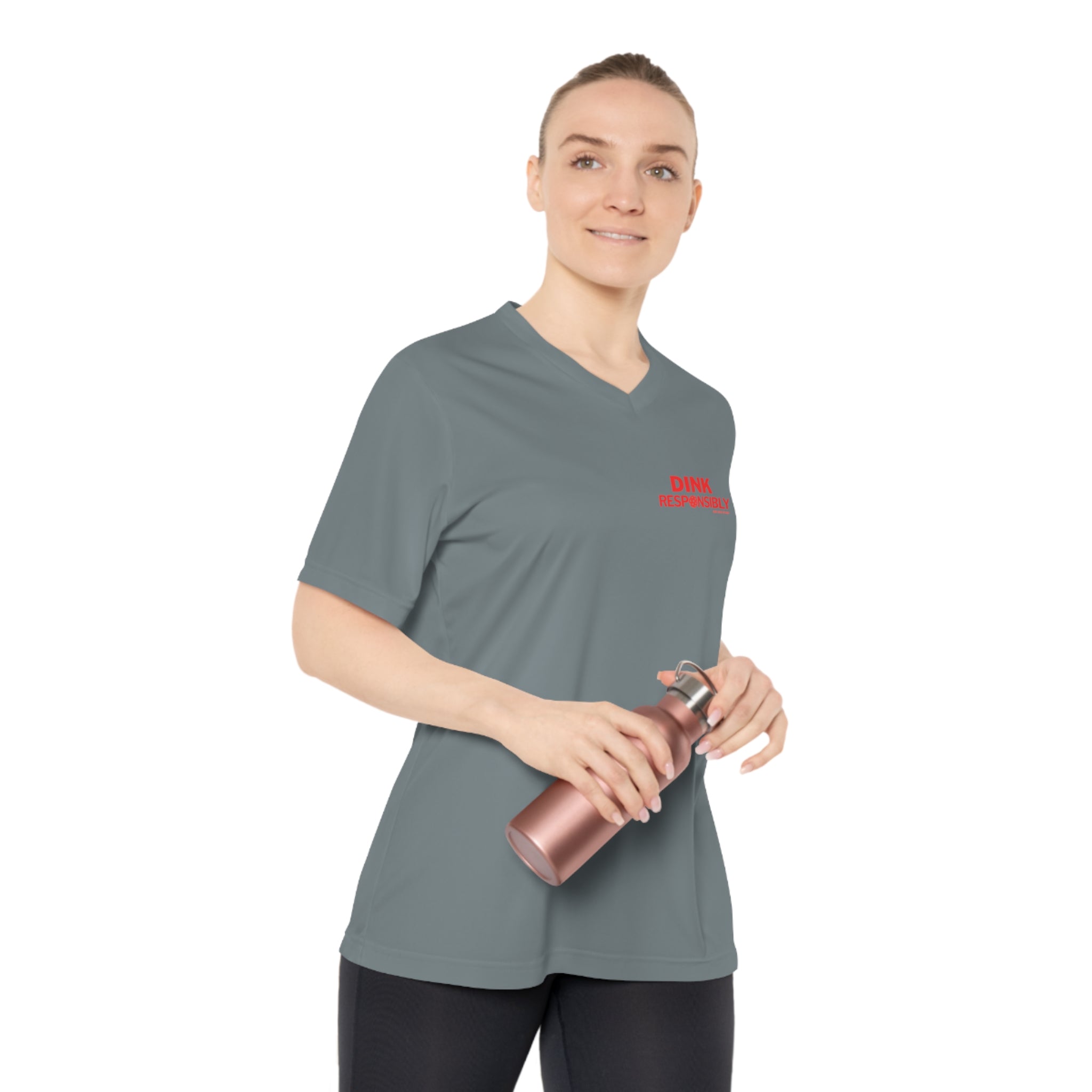 Dink Responsibly Women’s V-Neck Performance Tee – Sunny State of Mind Pickleball
