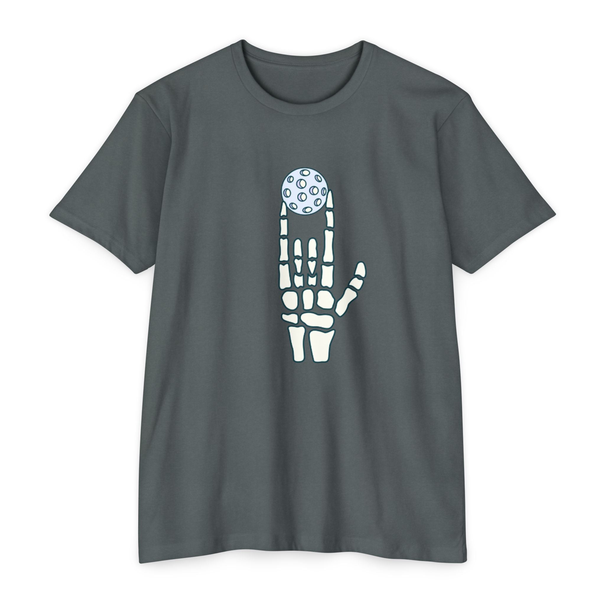 Bone to Dink Pickleball T-Shirt – Blue Skeleton Hand Halloween Tee