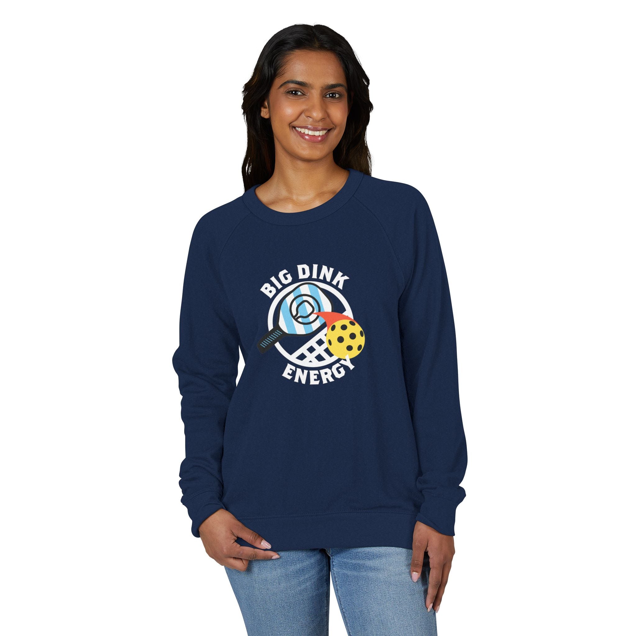 Big Dink Energy™ Pickleball Crewneck – Carolina Blue Paddle Graphic | Unisex French Terry Sweatshirt