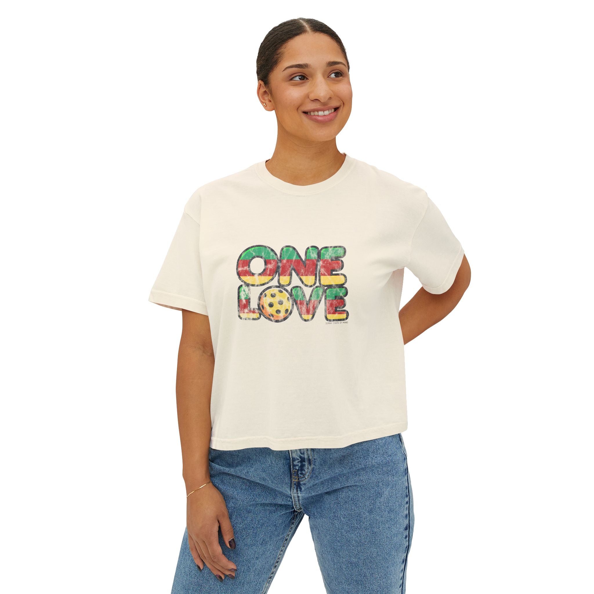 Retro Faded “One Love Pickleball” Boxy Women's Tee