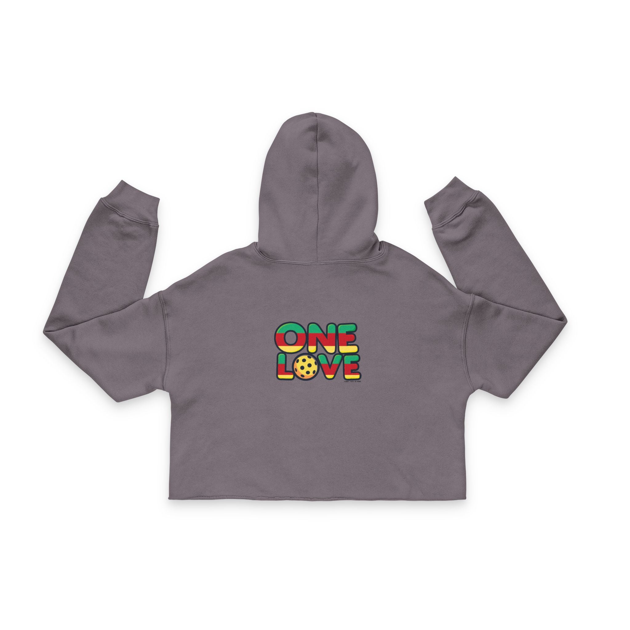 One Love Women’s Cropped Hoodie – Colorful Festival Top, Trendy Streetwear, Summer Vibes, Perfect Gift for Her