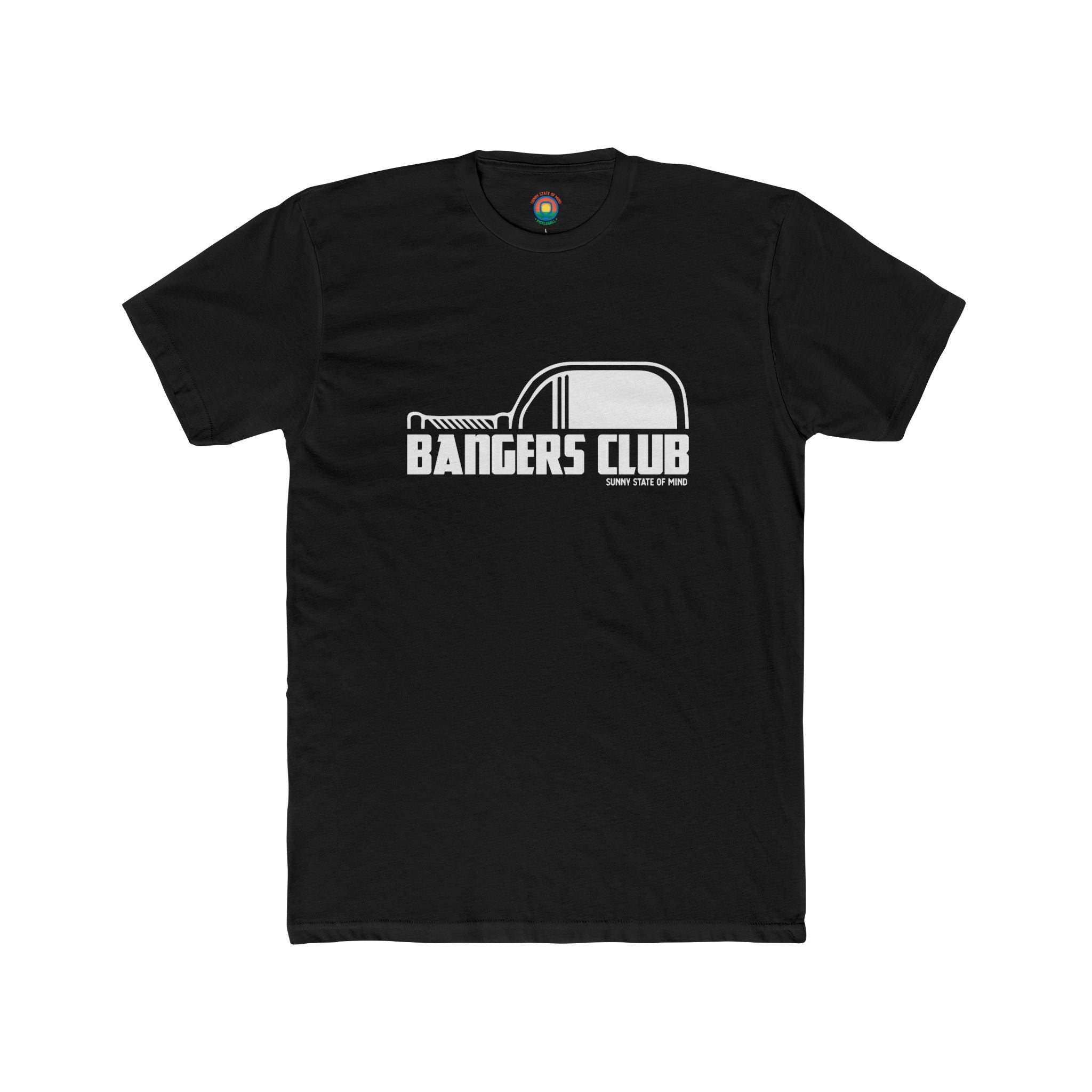 Black t-shirt with 'Bangers Club' logo on a white background