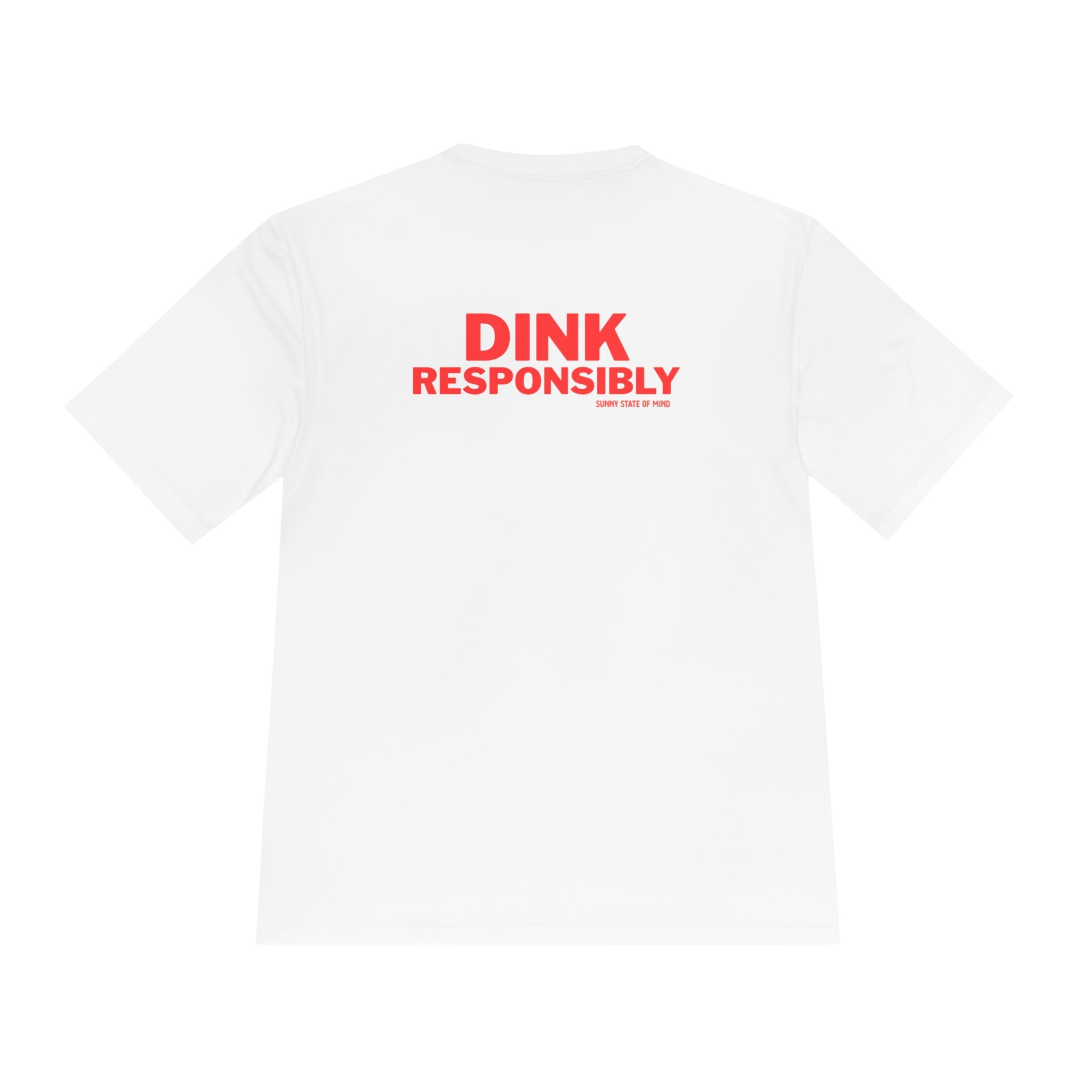 “Warning: May cause uncontrollable dinking.”? Unisex Moisture-Wicking Tee – “Dink Responsibly” in Bold Red