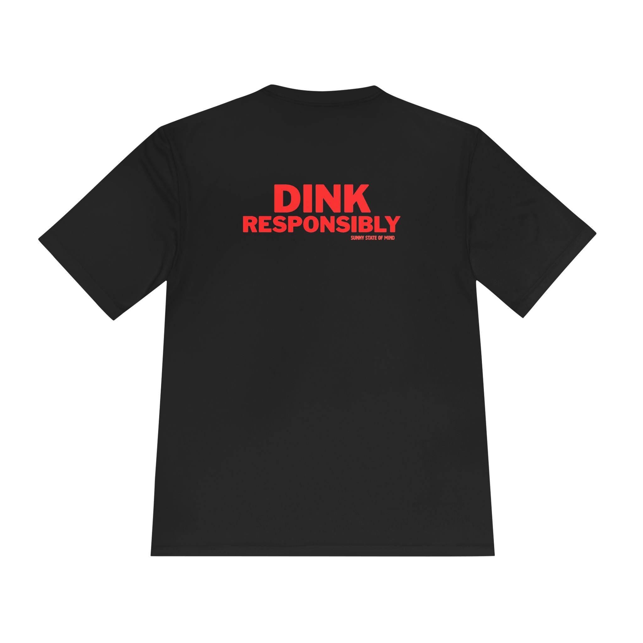 “Warning: May cause uncontrollable dinking.”? Unisex Moisture-Wicking Tee – “Dink Responsibly” in Bold Red