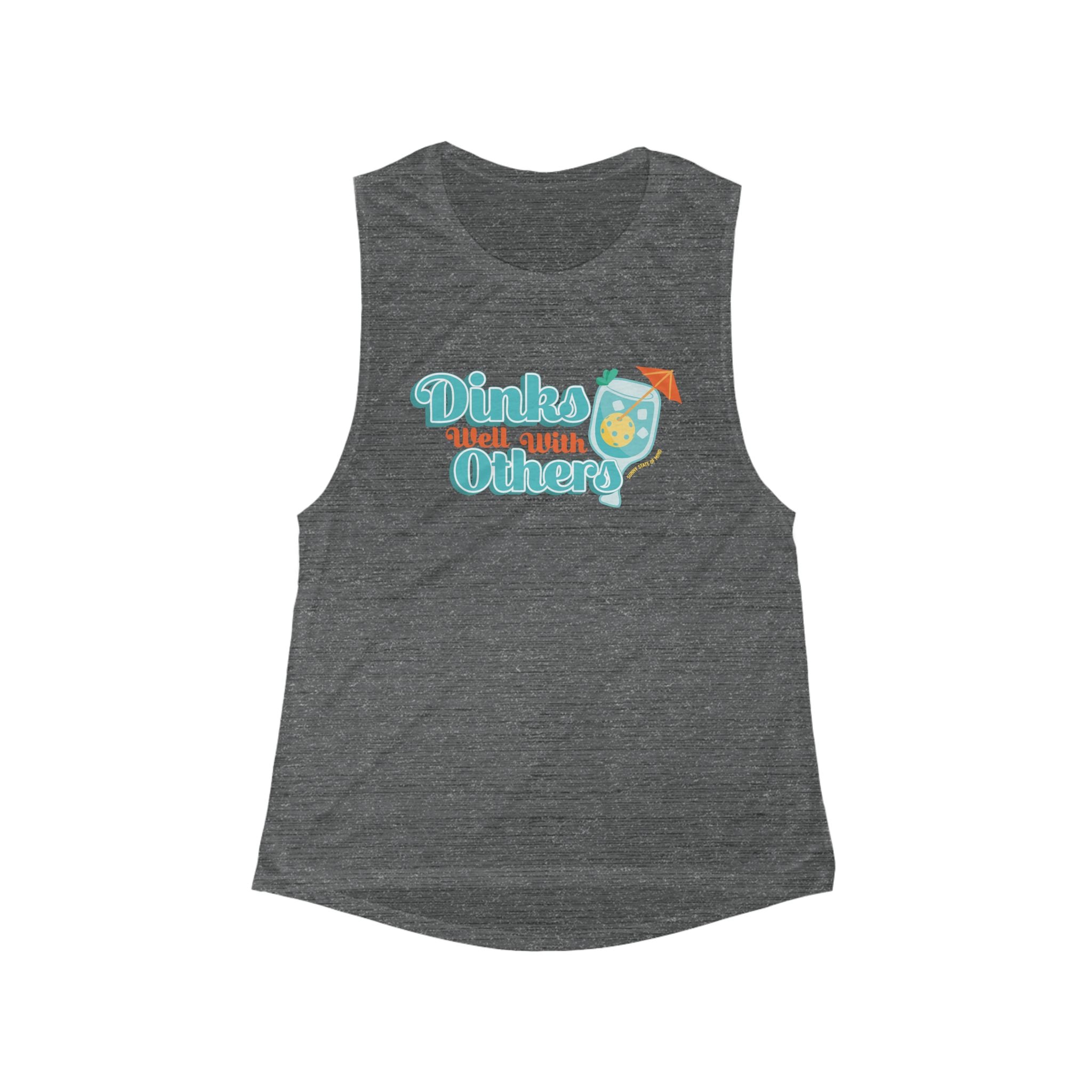 “Dinks Well With Others” Women’s Flow Tank Top – Pickleball Lifestyle Shirt