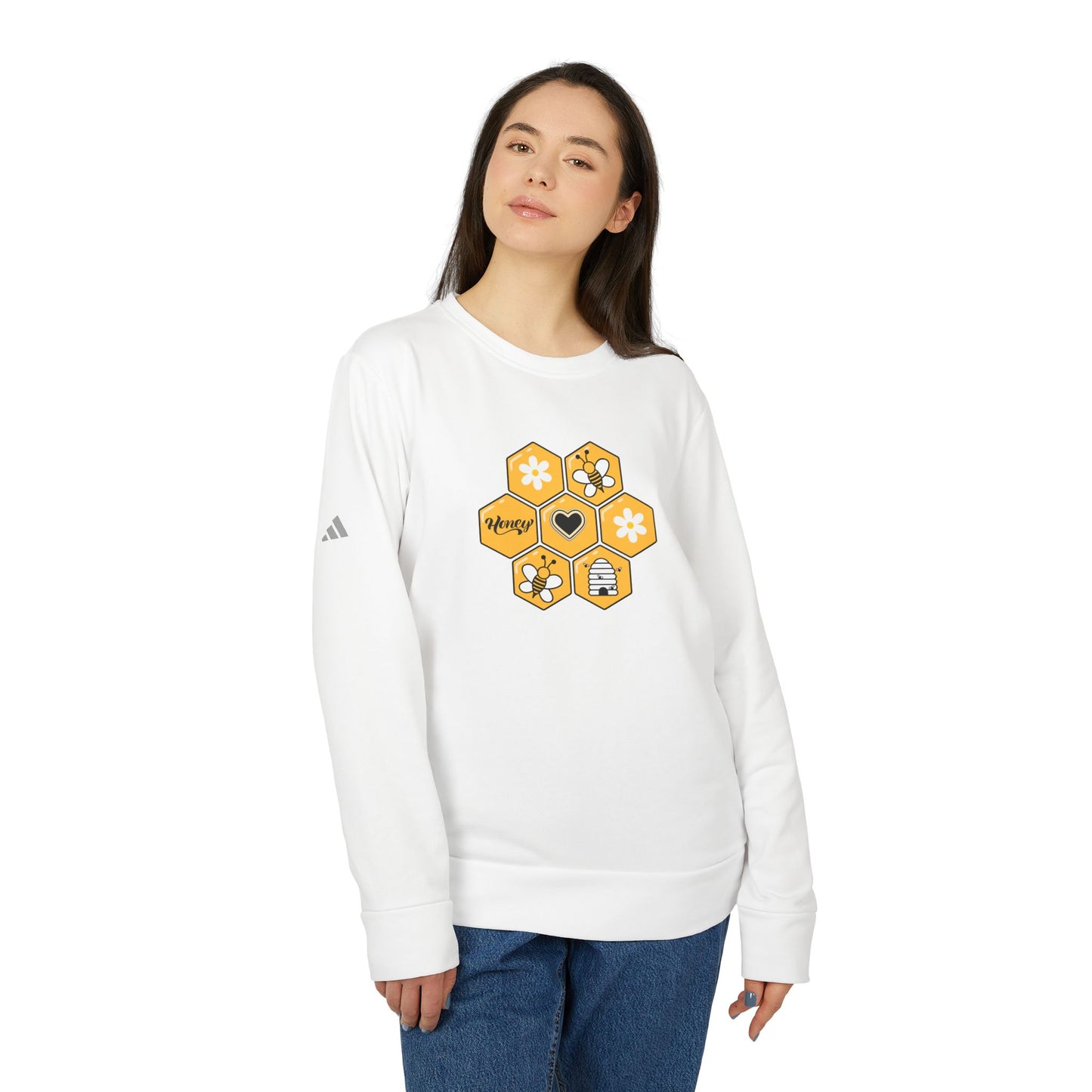 Bee Comb Adidas Unisex Fleece Crewneck Sweatshirt