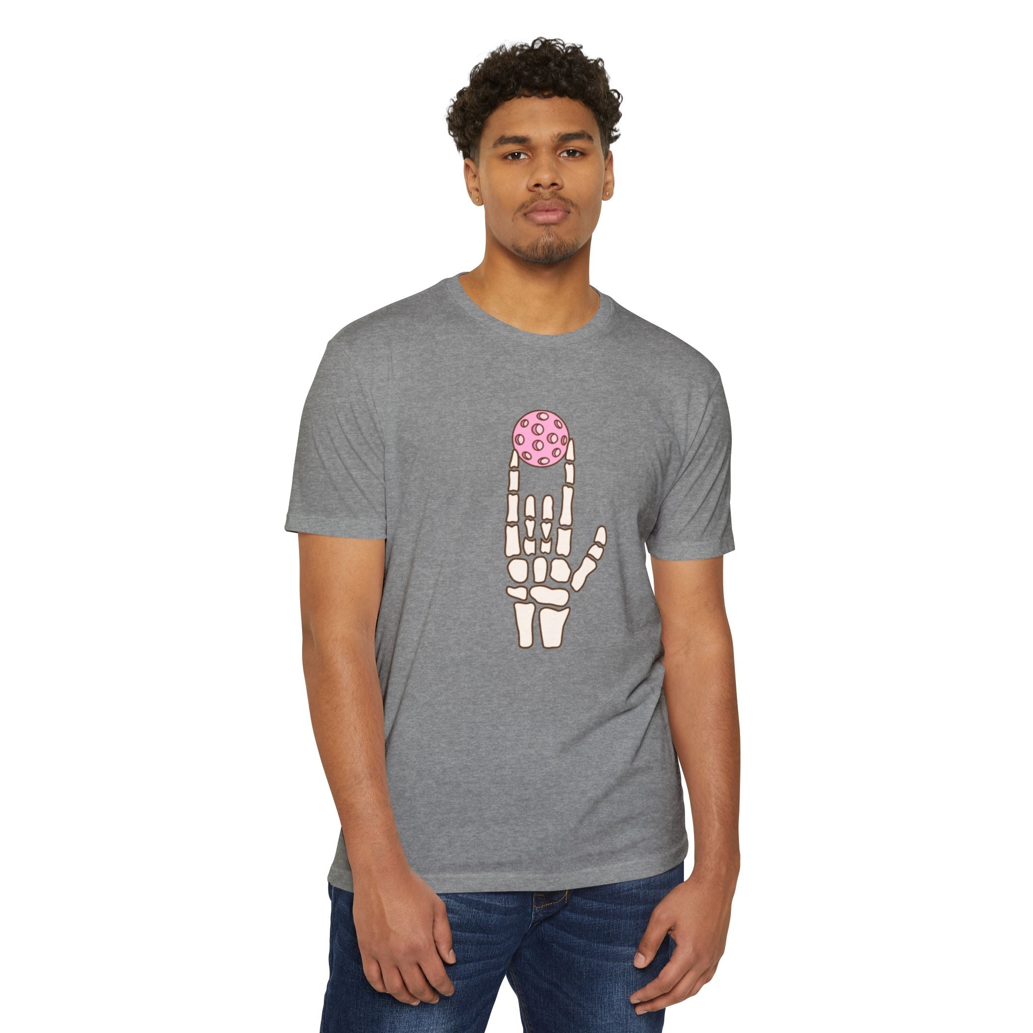 Playful Skeleton Hand T-Shirt, Casual Tee for Halloween, Unisex Graphic Shirt