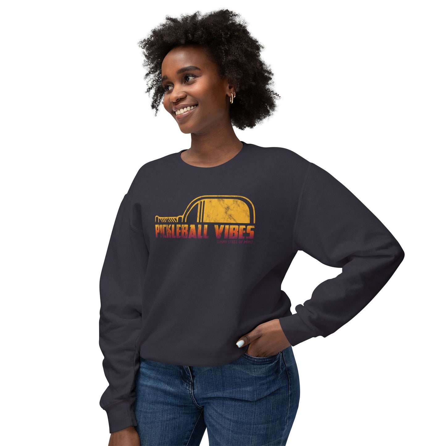 Lightweight Pickleball Vibes Crewneck Sweatshirt Unisex