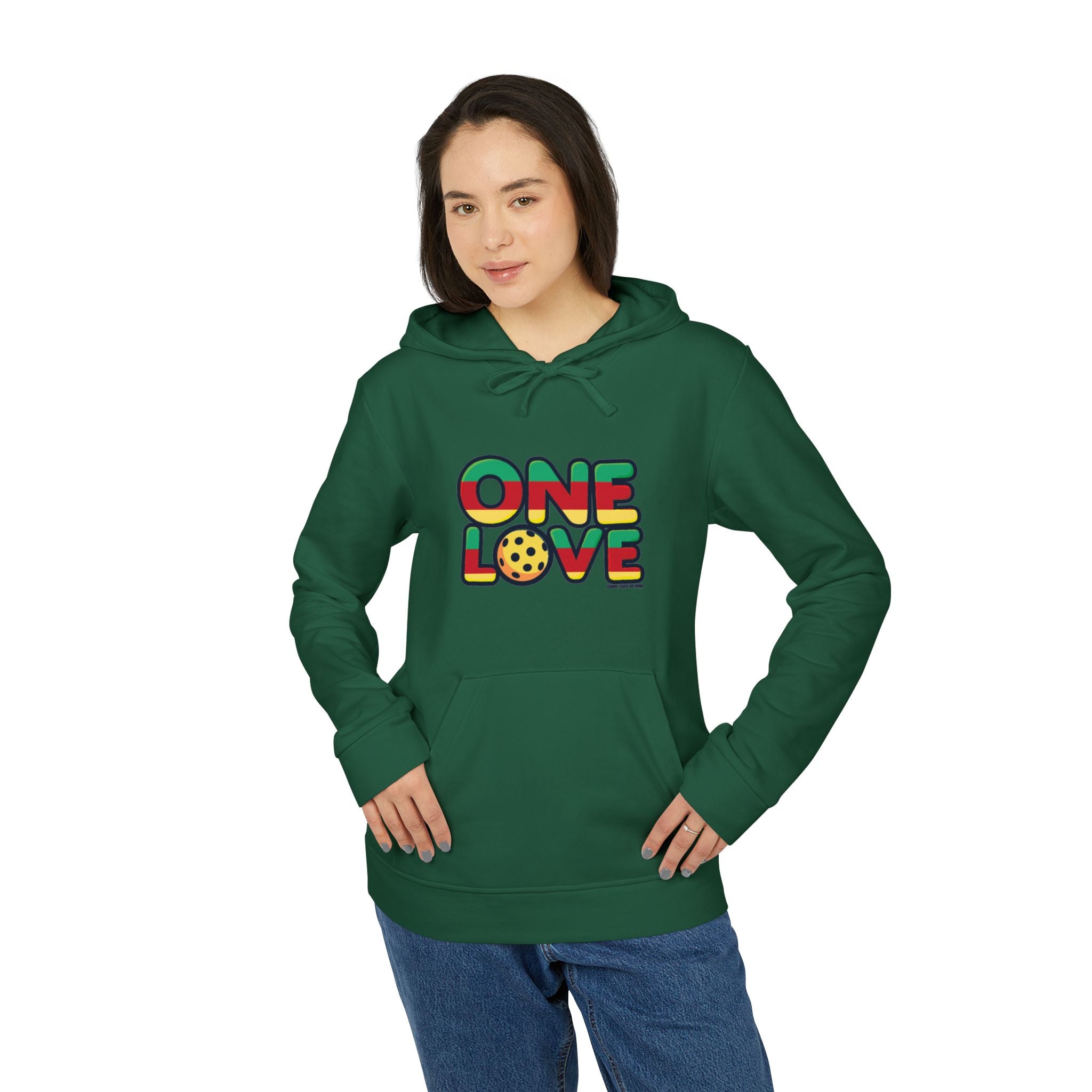 One Love adidas Unisex Fleece Hoodie - Celebrate Unity and Comfort