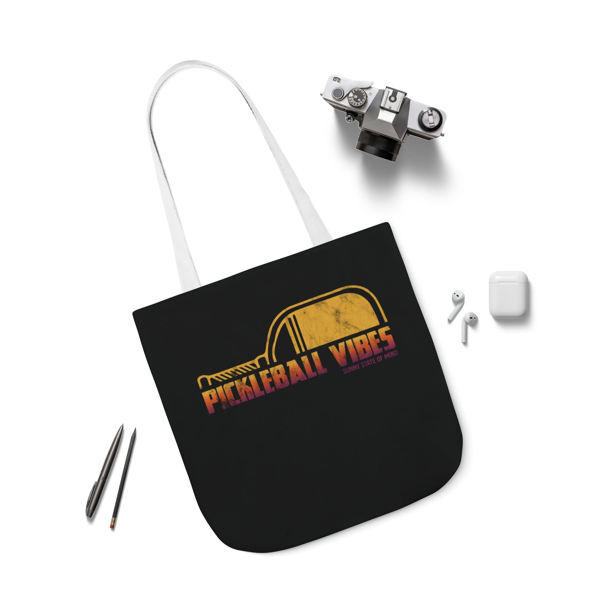 Pickleball Vibes Vintage Faded Canvas Tote