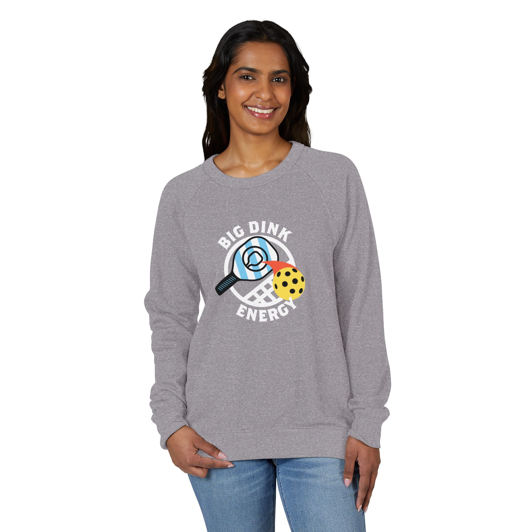 Big Dink Energy™ Pickleball Crewneck – Carolina Blue Paddle Graphic | Unisex French Terry Sweatshirt