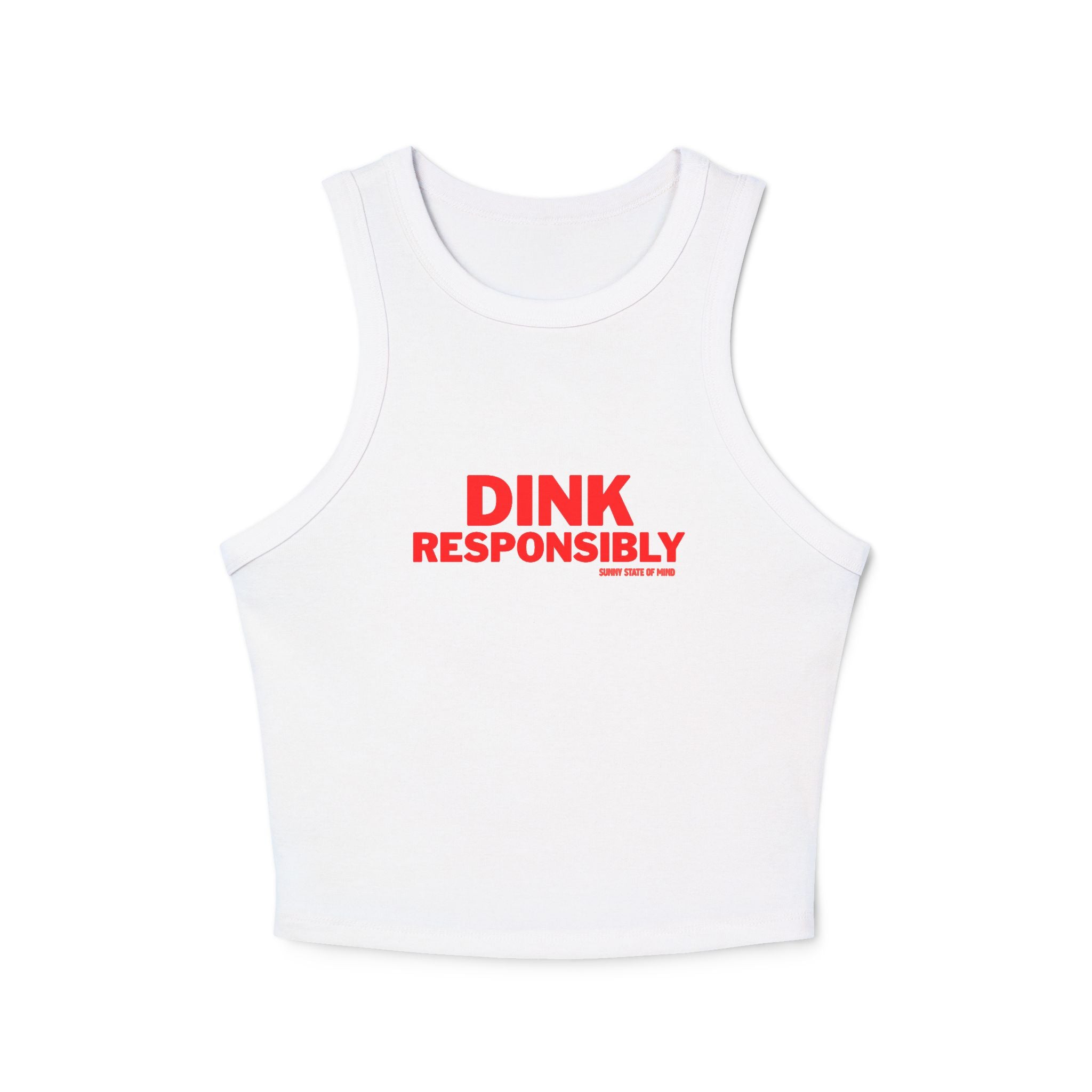 Stylish Women’s Micro Rib Racer Tank – “Dink Responsibly”