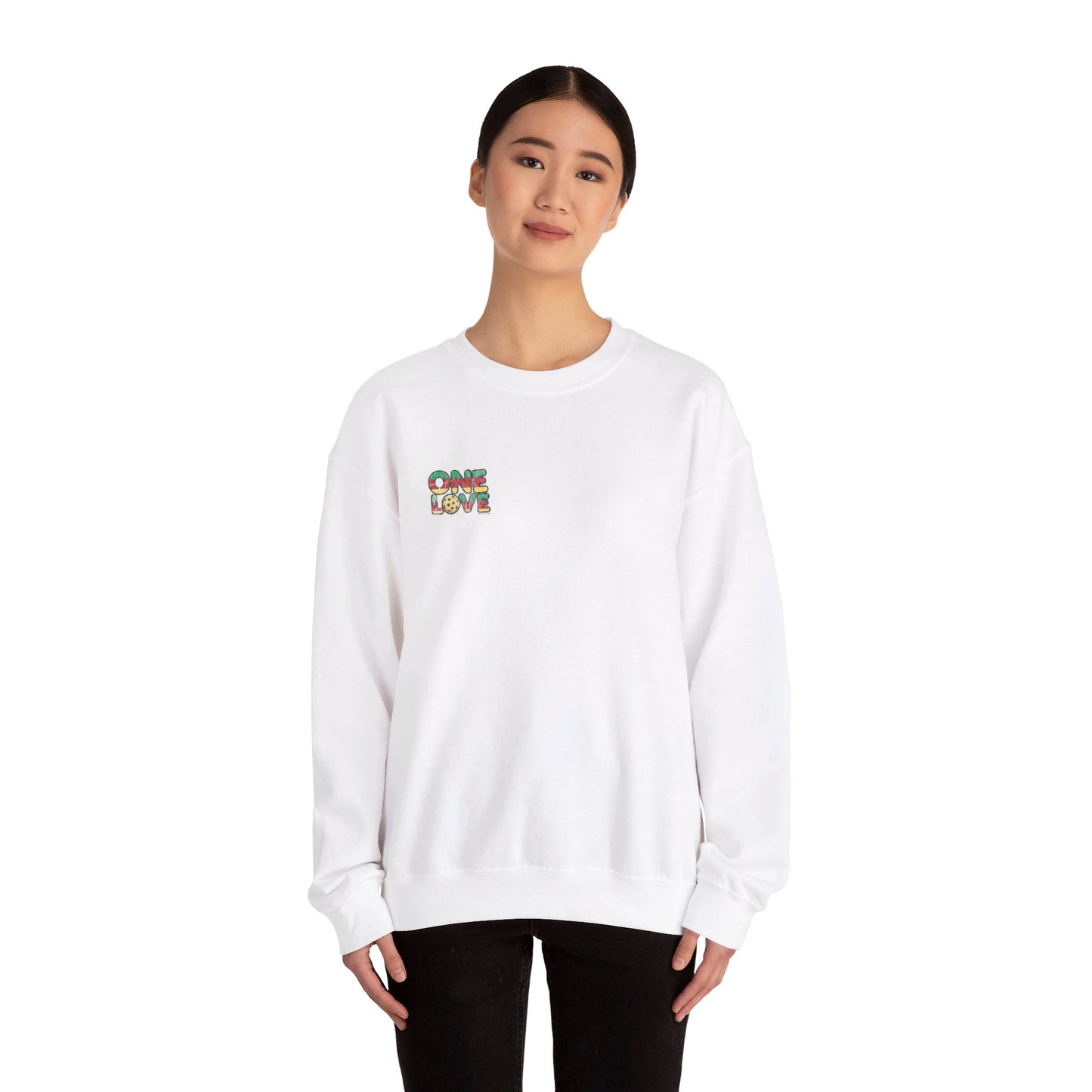 One Love Unisex Crewneck Sweatshirt Graphic on Back