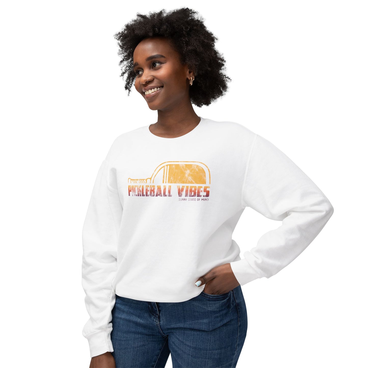 Lightweight Pickleball Vibes Crewneck Sweatshirt Unisex