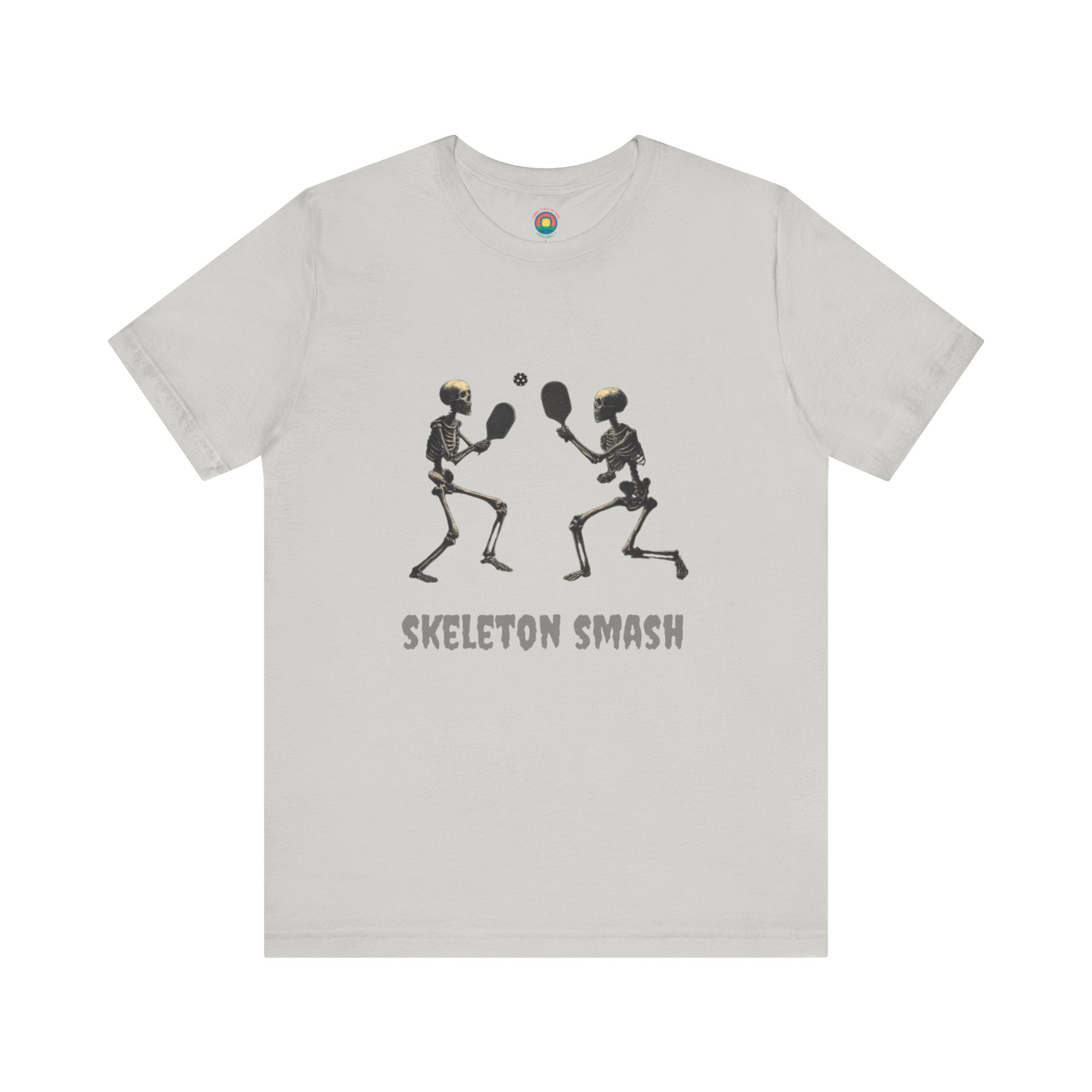 Skeleton Smash Pickleball Tee – Funny Halloween Unisex Shirt for Players, Casual Style & Gift for Friends