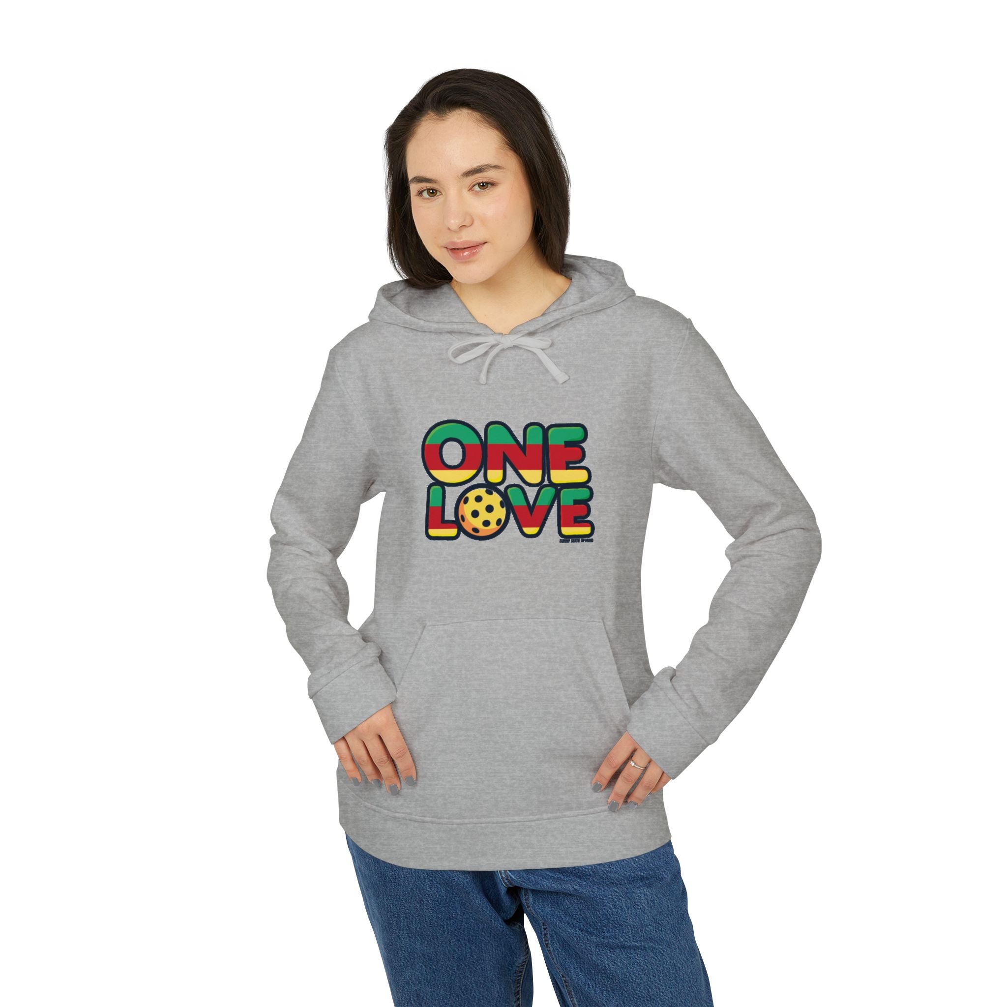 One Love adidas Unisex Fleece Hoodie - Celebrate Unity and Comfort