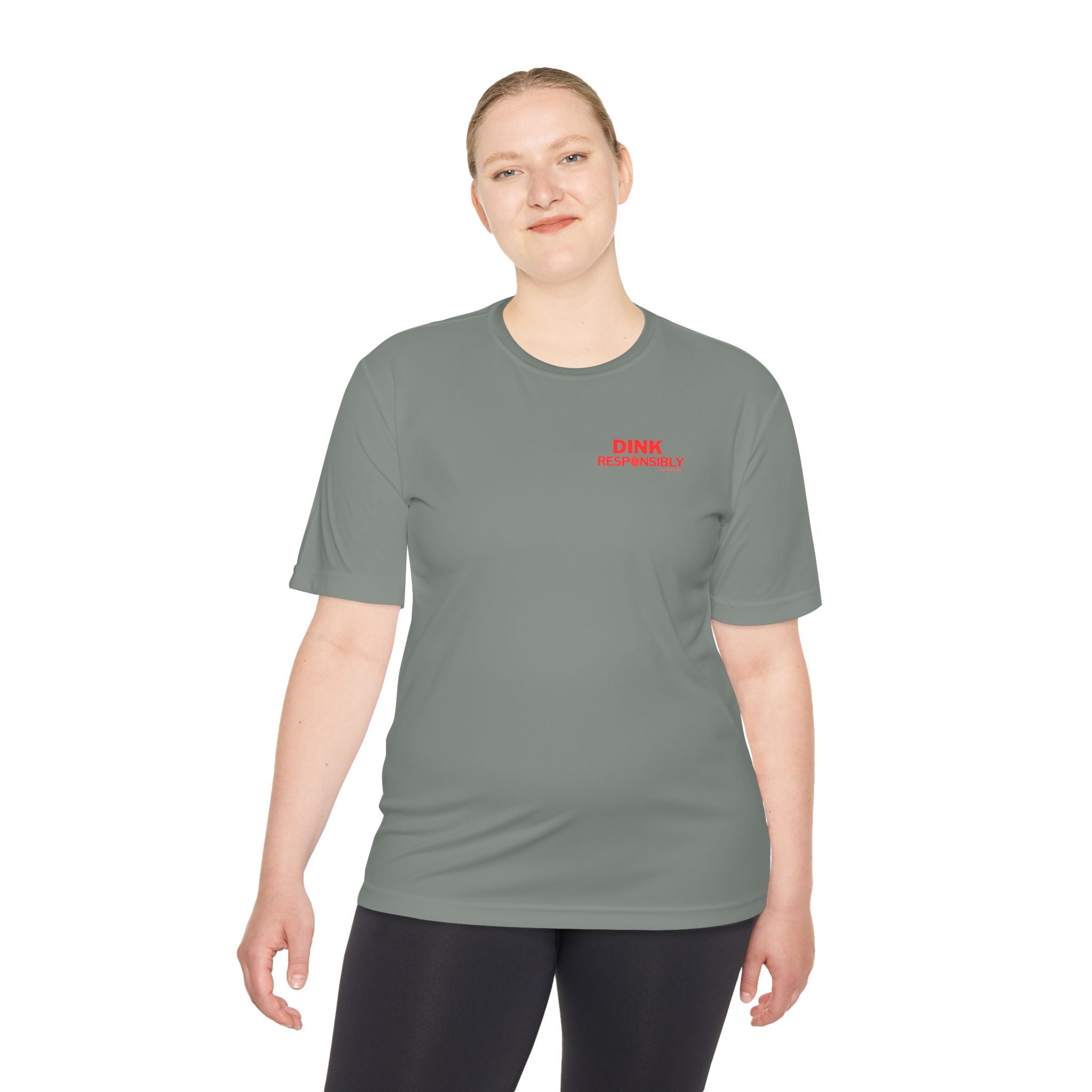 “Warning: May cause uncontrollable dinking.”? Unisex Moisture-Wicking Tee – “Dink Responsibly” in Bold Red