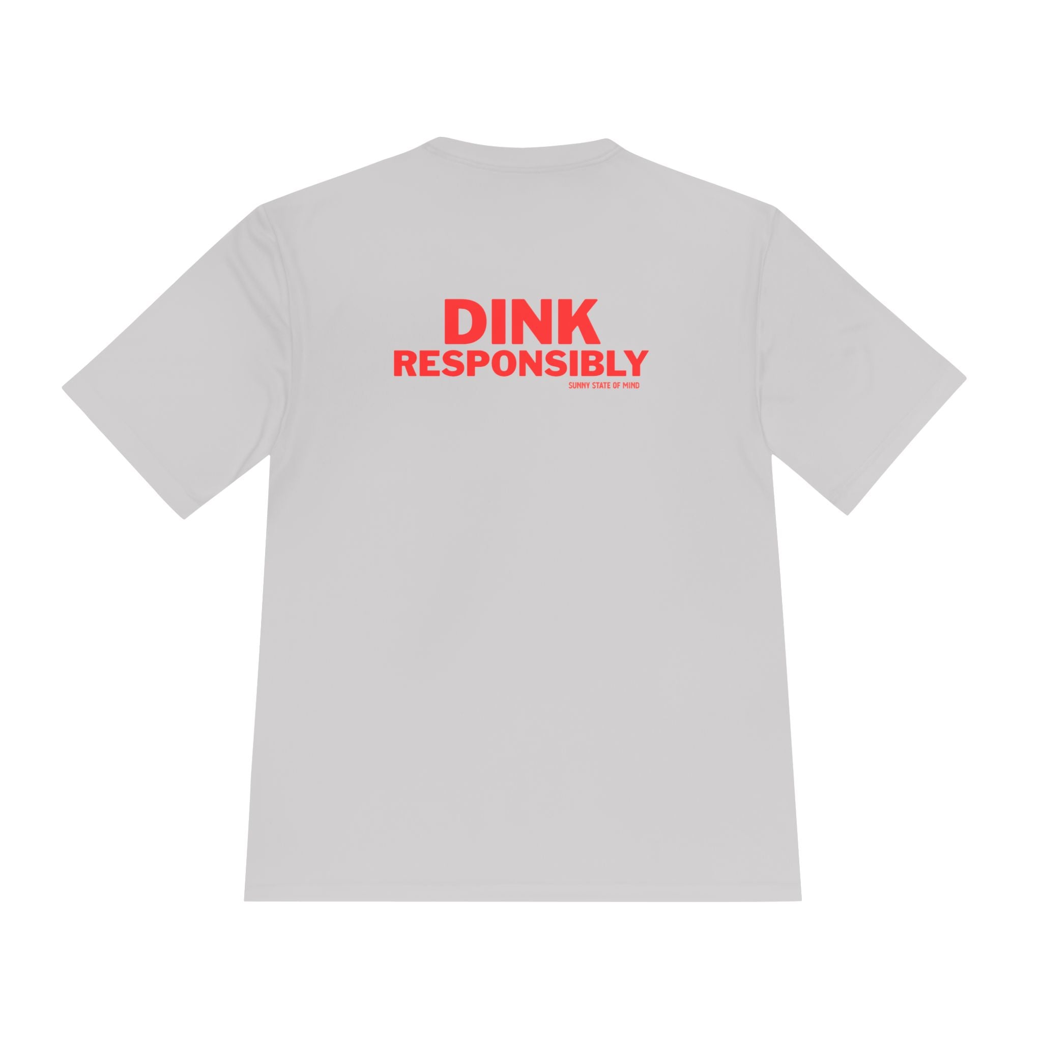 “Warning: May cause uncontrollable dinking.”? Unisex Moisture-Wicking Tee – “Dink Responsibly” in Bold Red