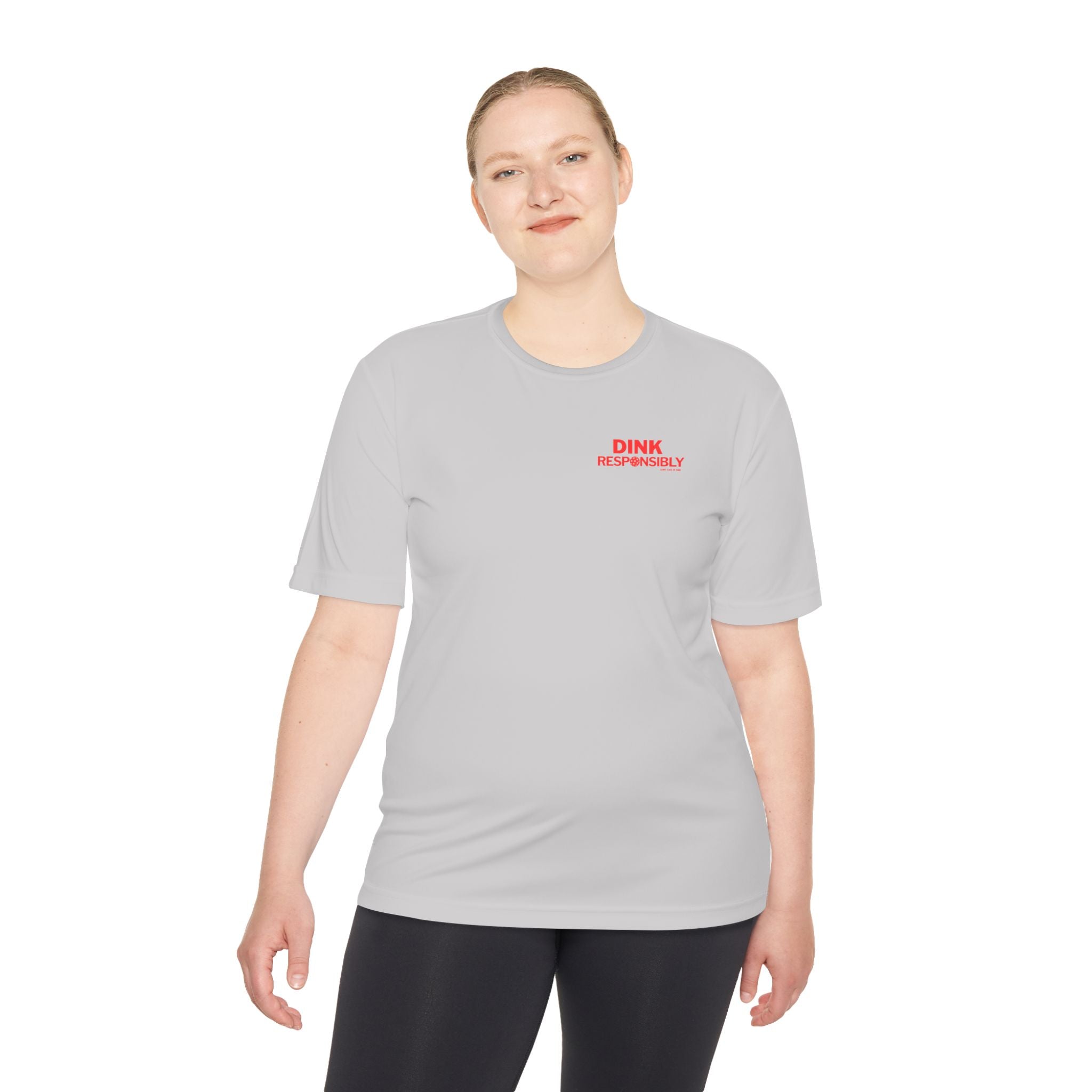 “Warning: May cause uncontrollable dinking.”? Unisex Moisture-Wicking Tee – “Dink Responsibly” in Bold Red