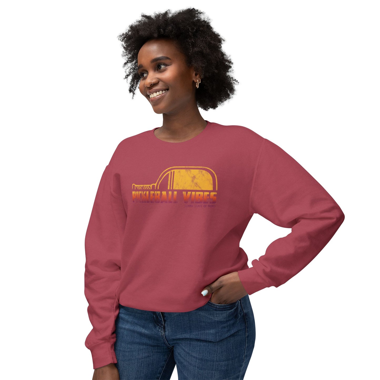 Lightweight Pickleball Vibes Crewneck Sweatshirt Unisex