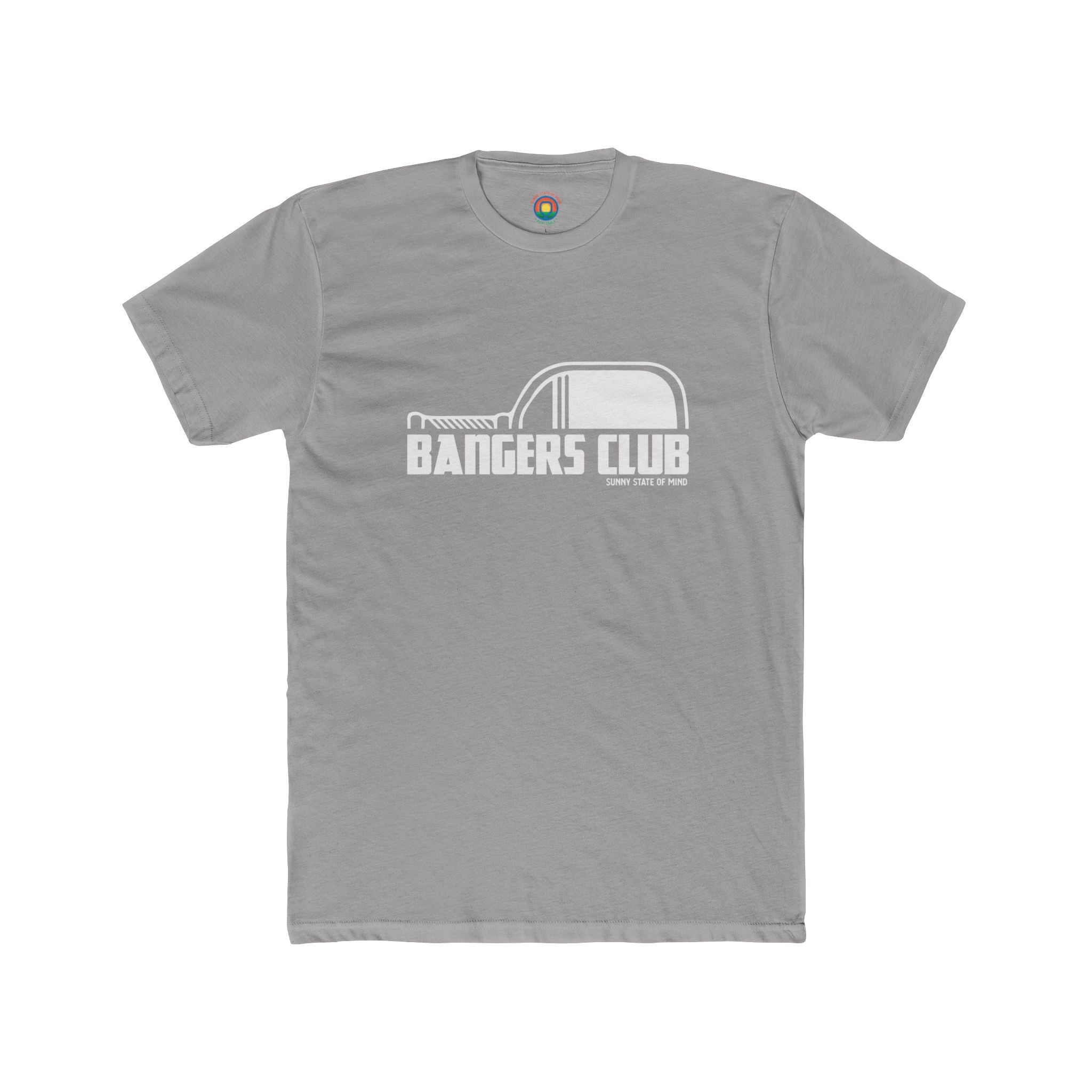 Gray t-shirt with 'Bangers Club' logo on a white background